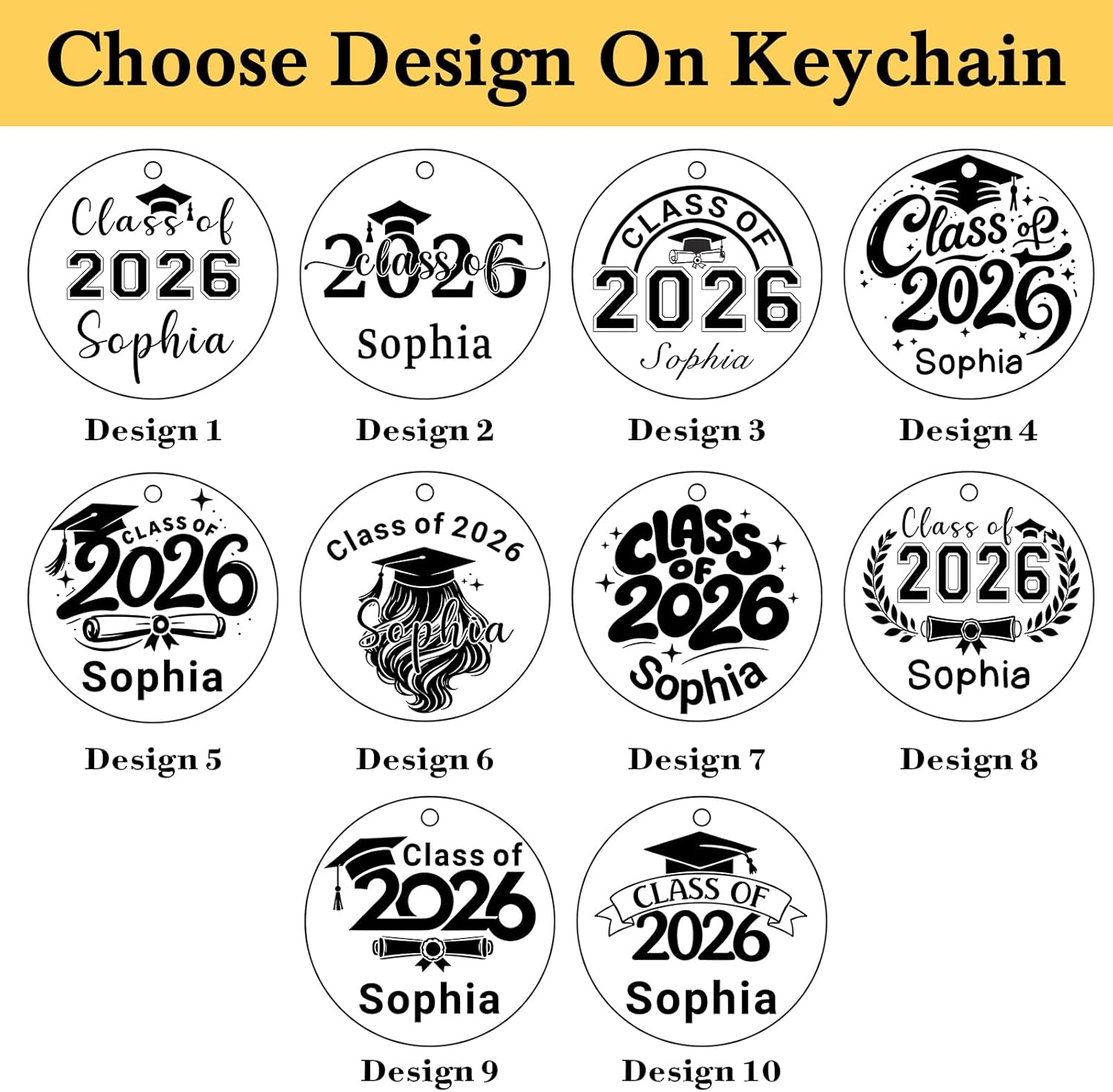 Custom Class of 2026 Graduation Keychain with Name, Graduation Gifts for Her Him, Personalized Graduate Key Chain Bulk, Middle High School College Master Degree Phd Grad Gift for Student Son Daughter - Image 3