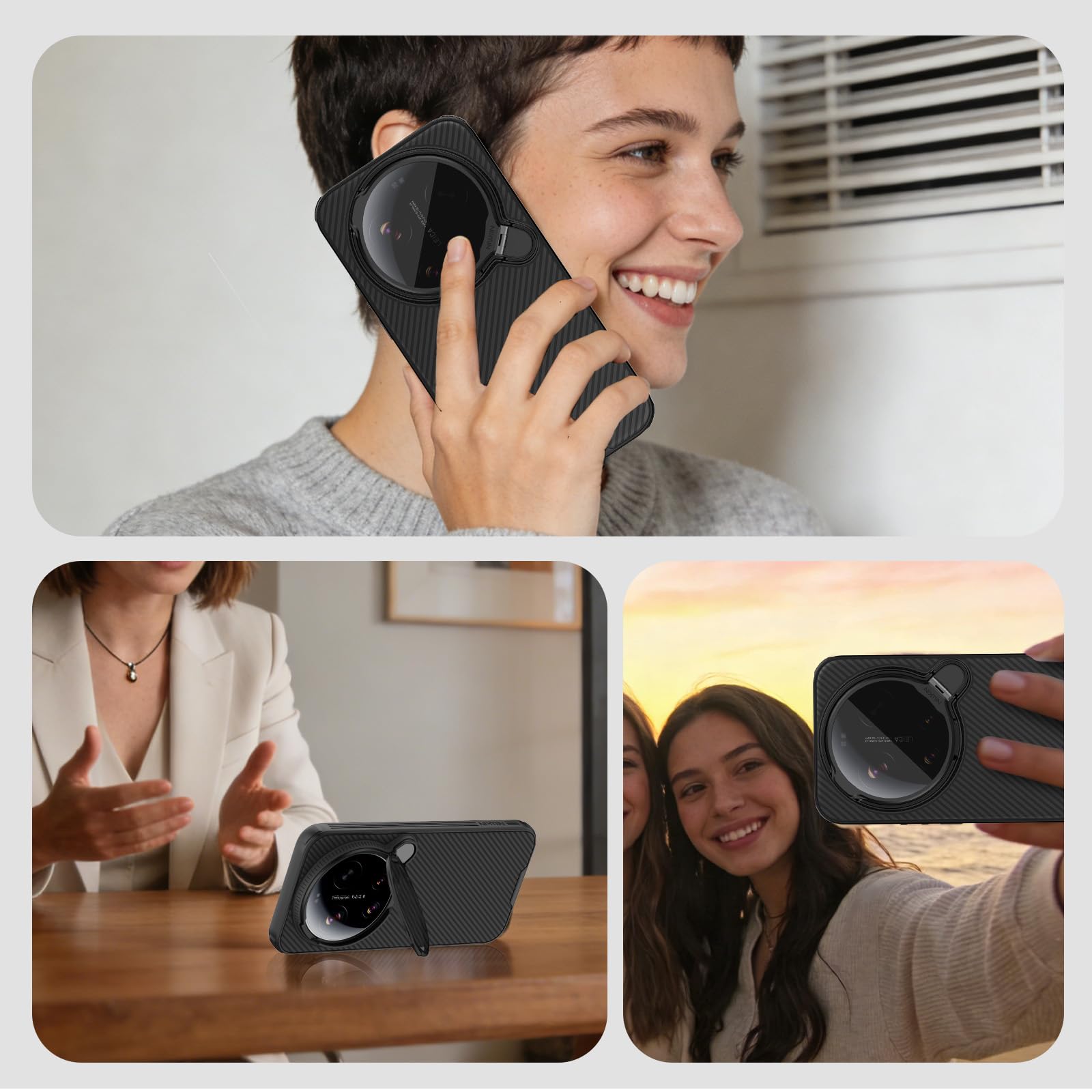 Nillkin Magnética Funda para Xiaomi 17 Ultra 5G, CamShield Prop Cover con Soporte Negro Transparente, Antigolpes y Resistente a Arañazos, Compatible con Xiaomi 17 Ultra 6.9" 2026 - Negro