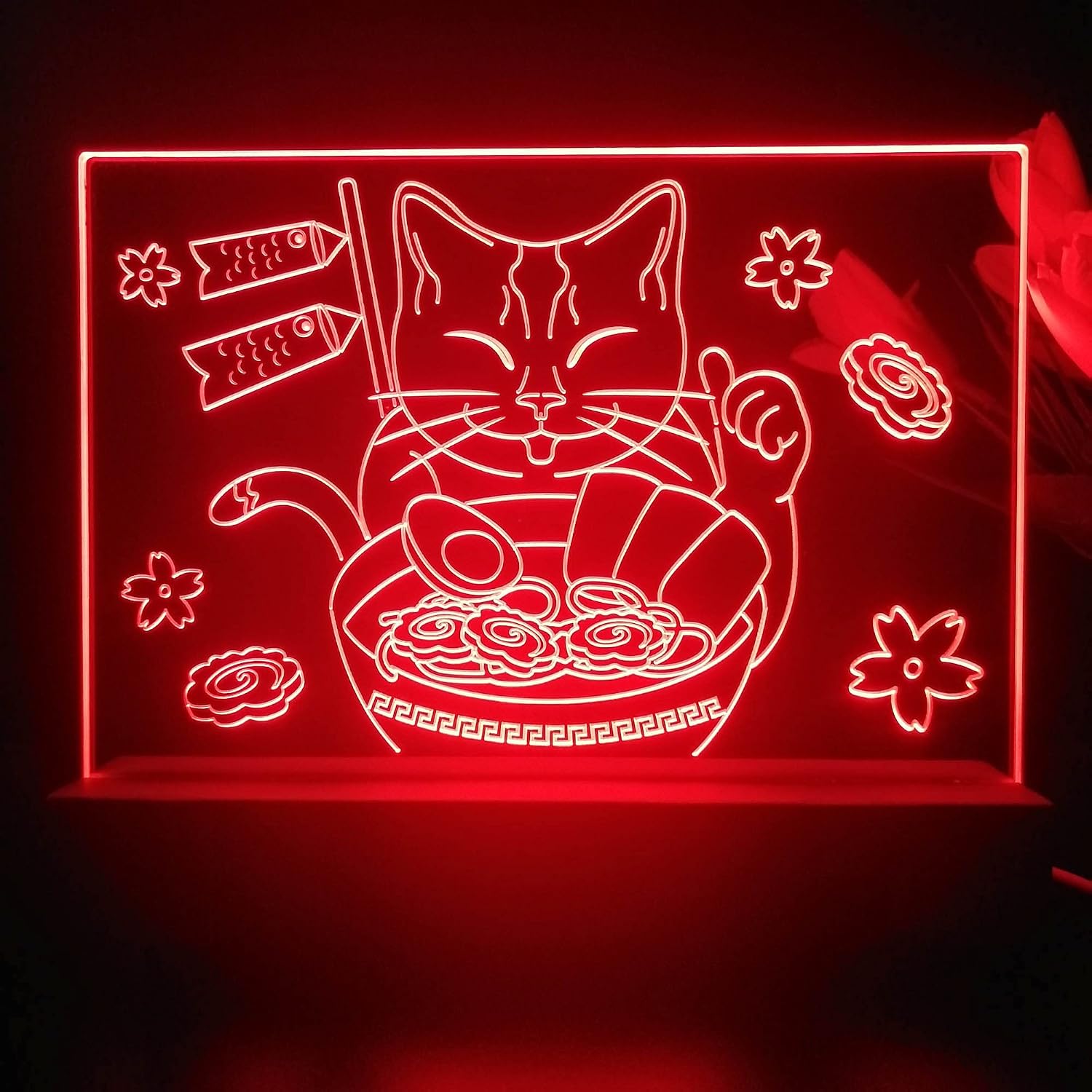 ADVPRO Japan Noodle Ramen Cat Tabletop LED Neon Night Light & Lamp Color-Changing 4 Modes st5s21-j5011-c