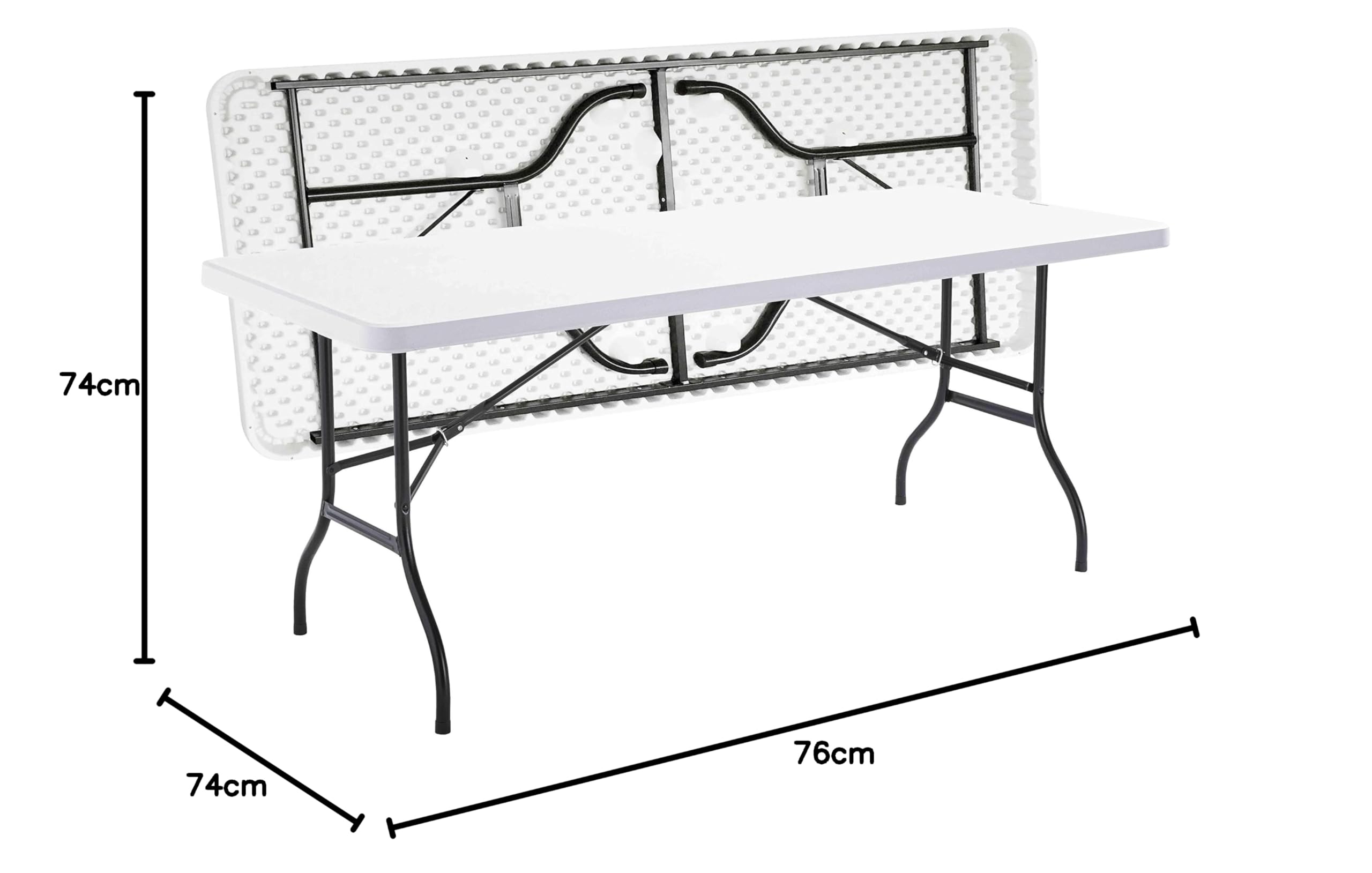 Table de Jardin Pliante 8 Places Blanc - 180cm x 74cm x 74cm
