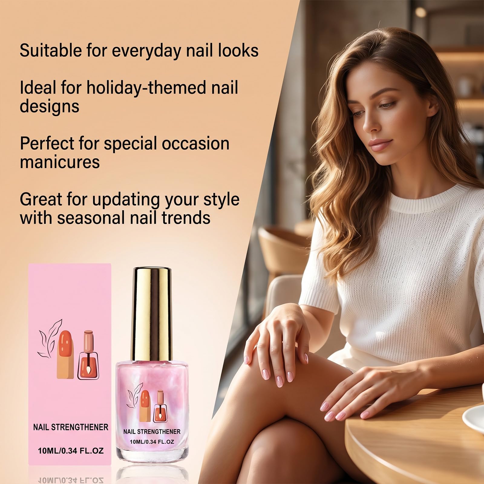 Rosa Glitter Nail Strengthener,Aria Asciutta Rosa Glitter Nail Polish per le Donne,Lunga Durata Formula Quick Dry con Scintillante Lucido Finitura,per fai da te Manicure Casa e Uso Quotidiano (8pcs)