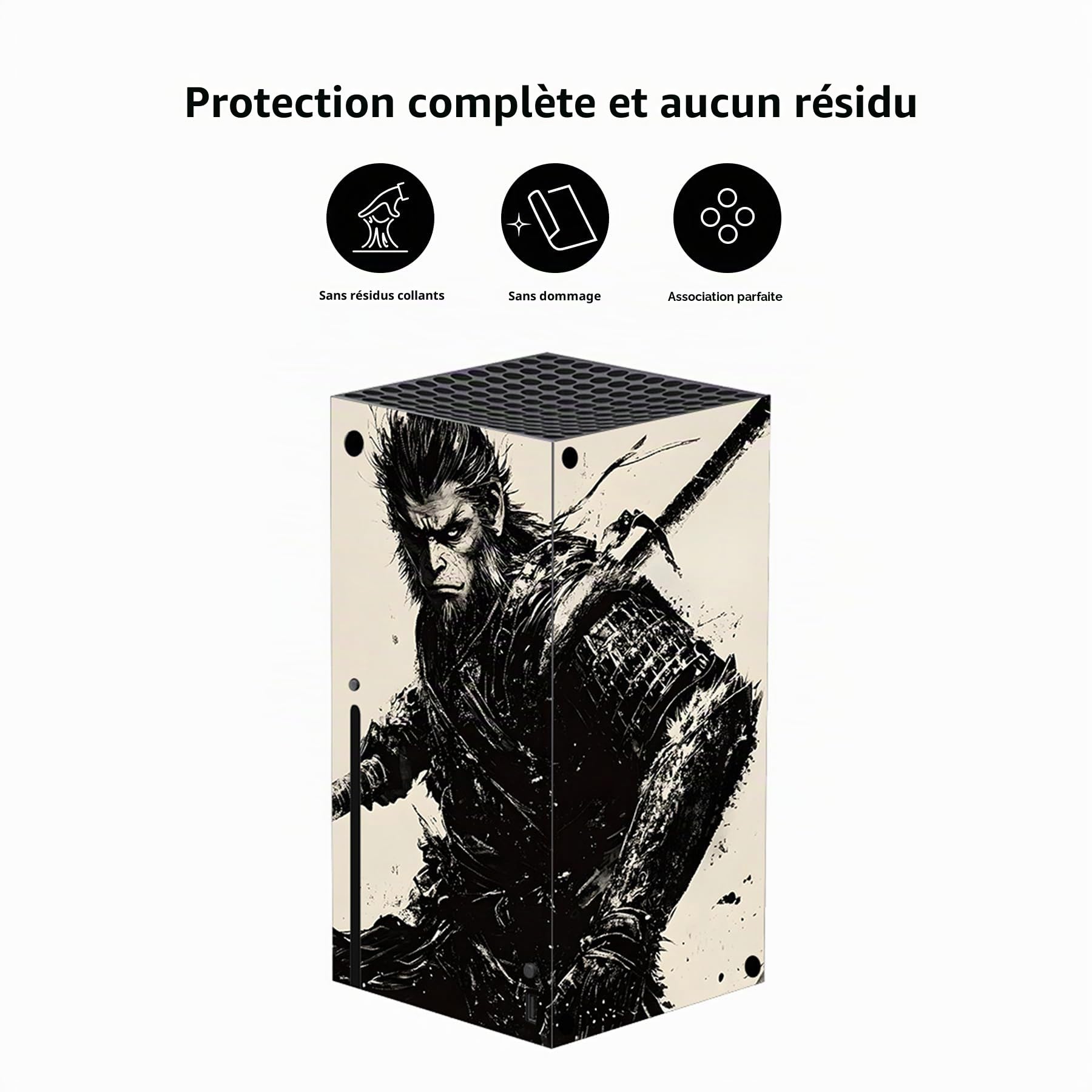 playvital Autocollant Manette pour Xbox Series X Accessoires Protection,Stickers pour Xbox Series X Console Skin-Lame d'encre Wukong