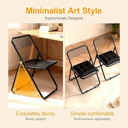 Miniatura 6 de Paquete de 6 sillas plegables, color negro, una sola pieza, diseño plegable que ahorra espacio para uso en interiores y exteriores