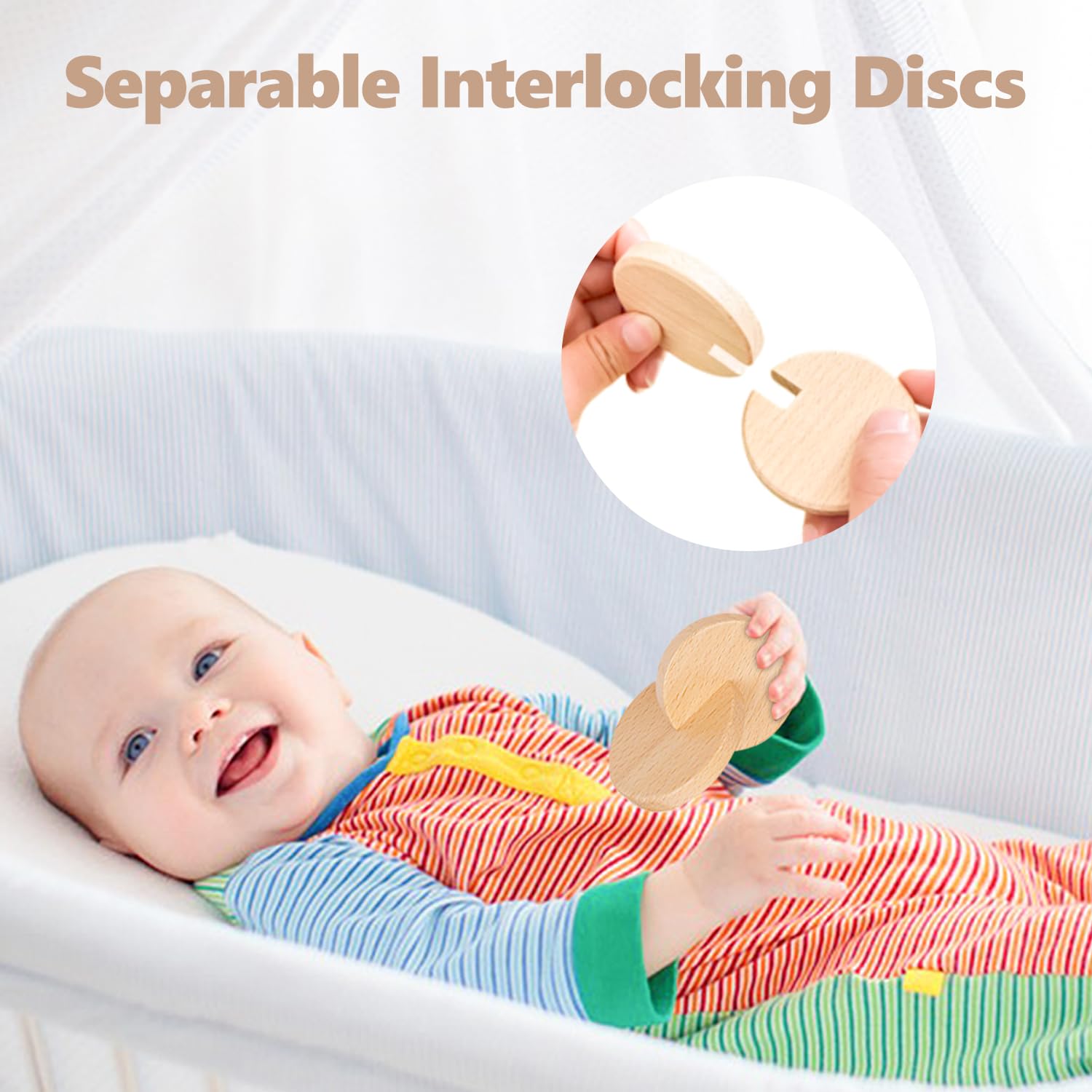 Wooden Baby Toys, 6PCS Wooden Rattle for Baby, Montessori Toys for Babies 0-6 -12 Months, Wood Rattles Set for Infant Grasping, Wooden Rattles Push Car Crochet Bunny Rattle Toy for Newborn Infant - Image 5