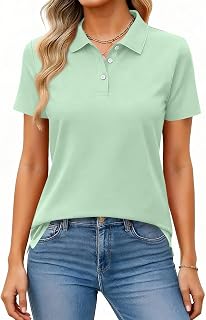Women's Polo Shirts Short Sleeve Button Down Collared Shirts Business Casual Work Tops Athletic Tennis Golf Shirt