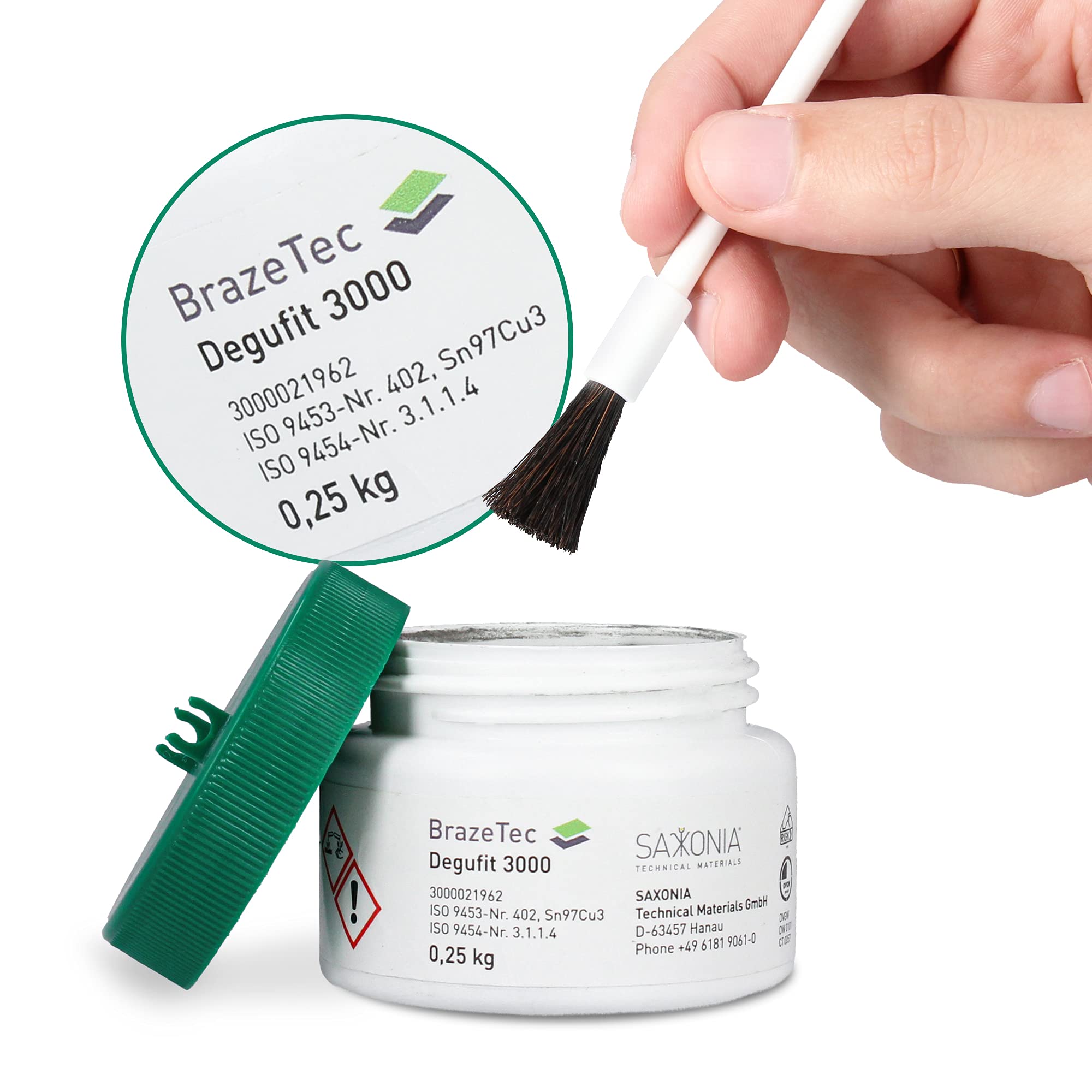 Flusso di saldatura Flussmittel Lötpaste Degufit 3000 Pasta per saldatura a bassa temperatura 250g con pennello per l'installazione di tubi dell'acqua potabile con tubi di rame | Flusso di saldatura