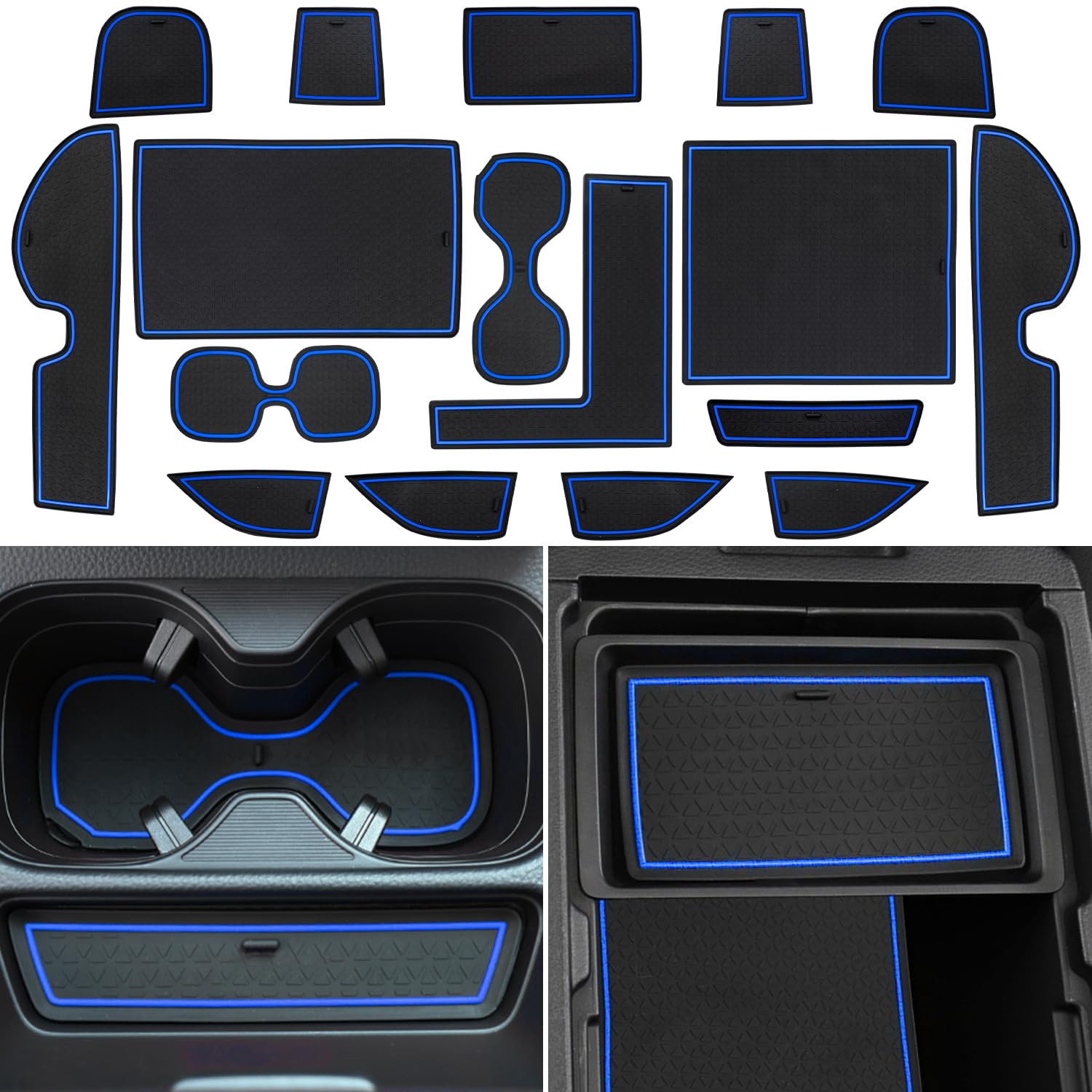 Revestimiento de consola central LOCOY para Honda CRV, accesorios 2023, 2024, 2025 y 2026 para CR V, posavasos, alfombrilla para ranura de puerta, posavasos, antideslizante, antipolvo, interior, decoración de goma personalizada, 17 piezas, azul