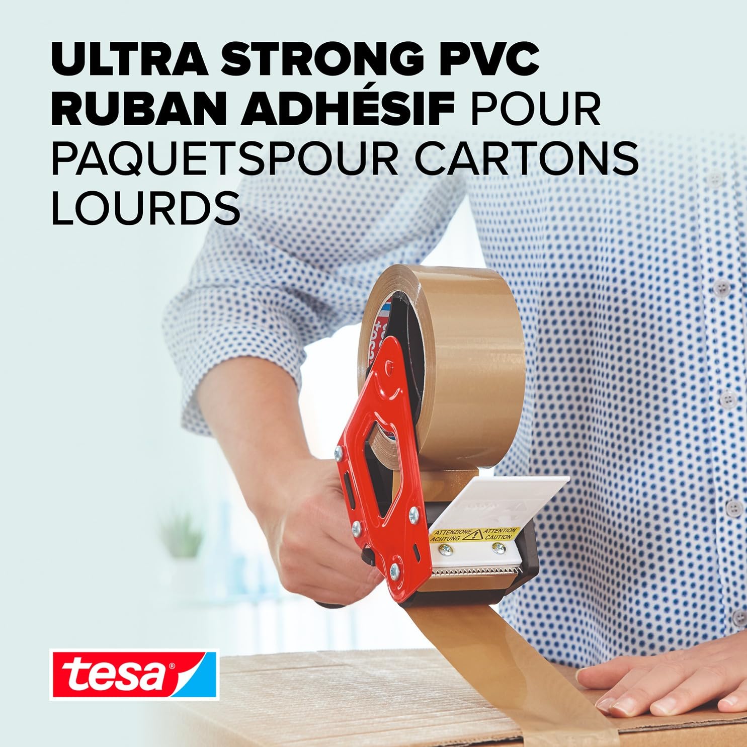 tesapack Ultra Strong - Ruban Adhésif d'Emballage en PVC Solide et Sécurisé - Marron - 65 m x 50 mm, Lot de 6
