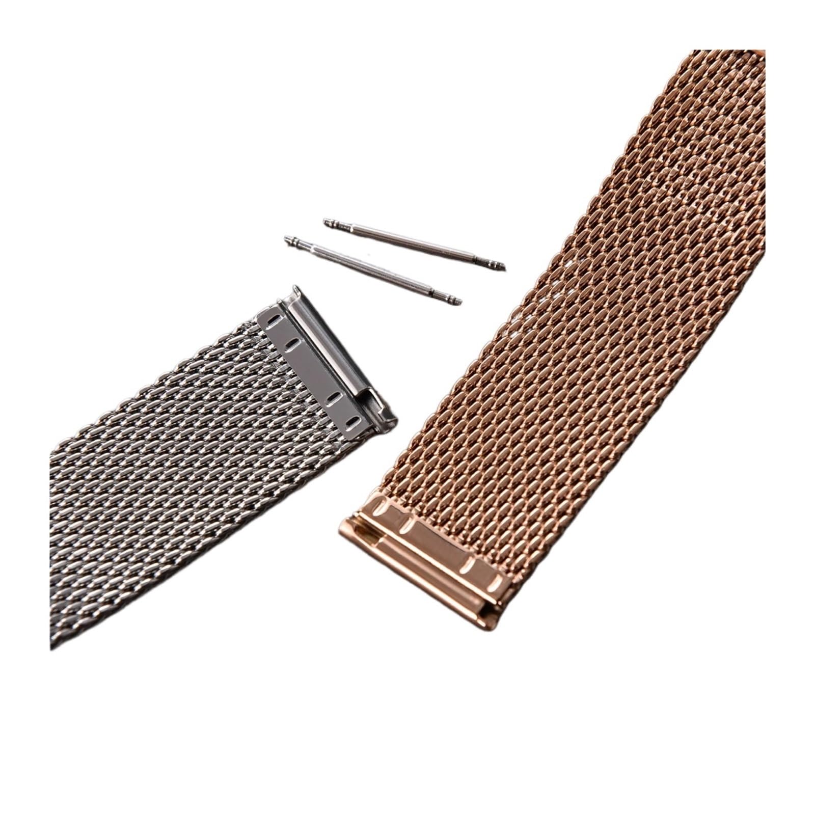 Cinturino di ricambio universale sottile da 0,6 mm in maglia milanese in acciaio inox, larghezza 18, 20, 22 mm (argento, 18 mm)