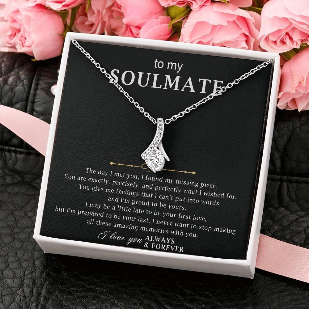 VIRAGIL To My Soulmate Necklace, Gifts For Soulmate Romantic, Wife Birthday Gift Ideas Necklace, Necklace For Wife From Husband, Message Card and Gift Box, Valentine Gift for Girlfriend - Image 2