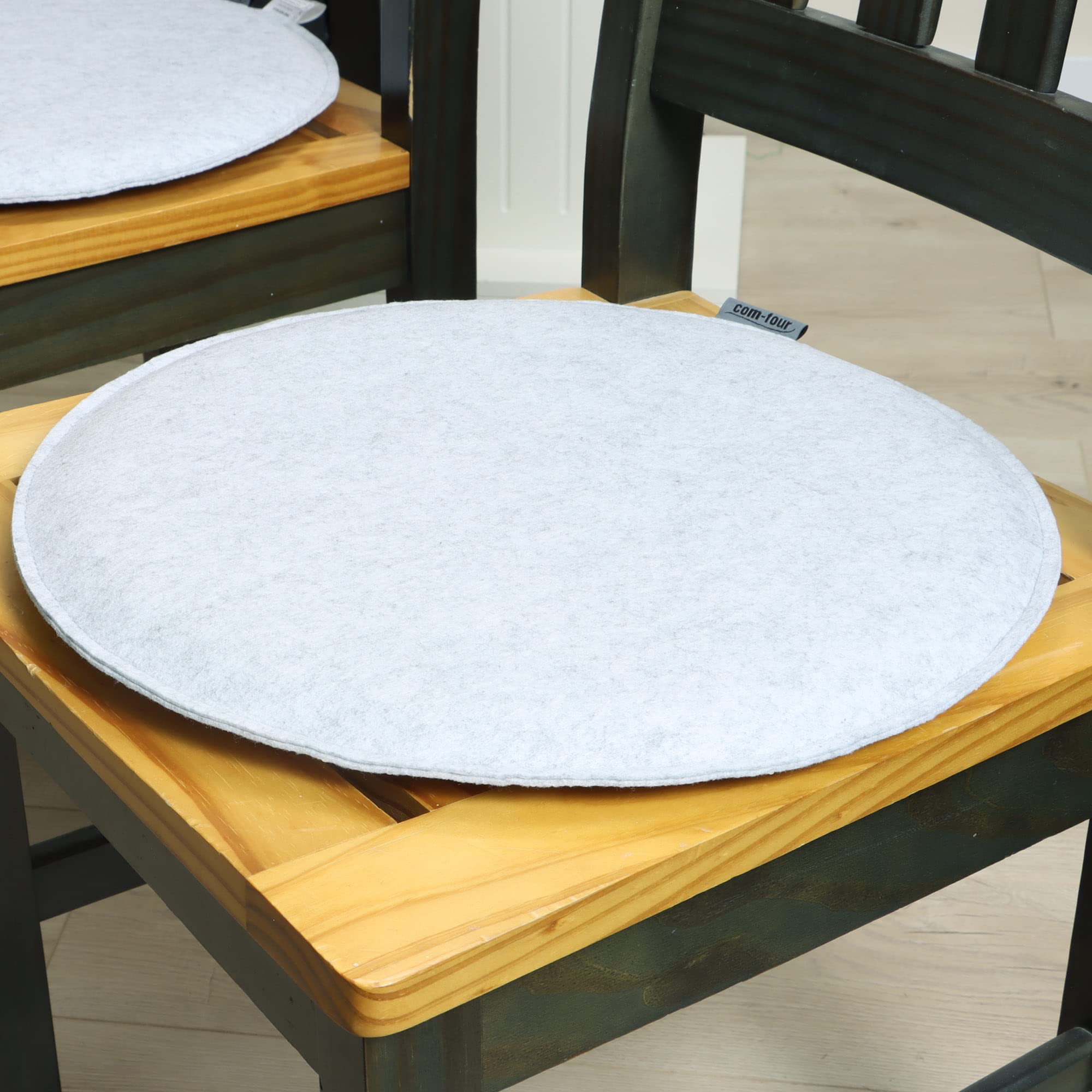 com-four® 4X Coussins de siège en Feutre - Coussins de Chaise rembourrés - Coussin de siège Rond pour Salle à Manger, Jardin, Balcon - Dessous antidérapant avec antidérapant