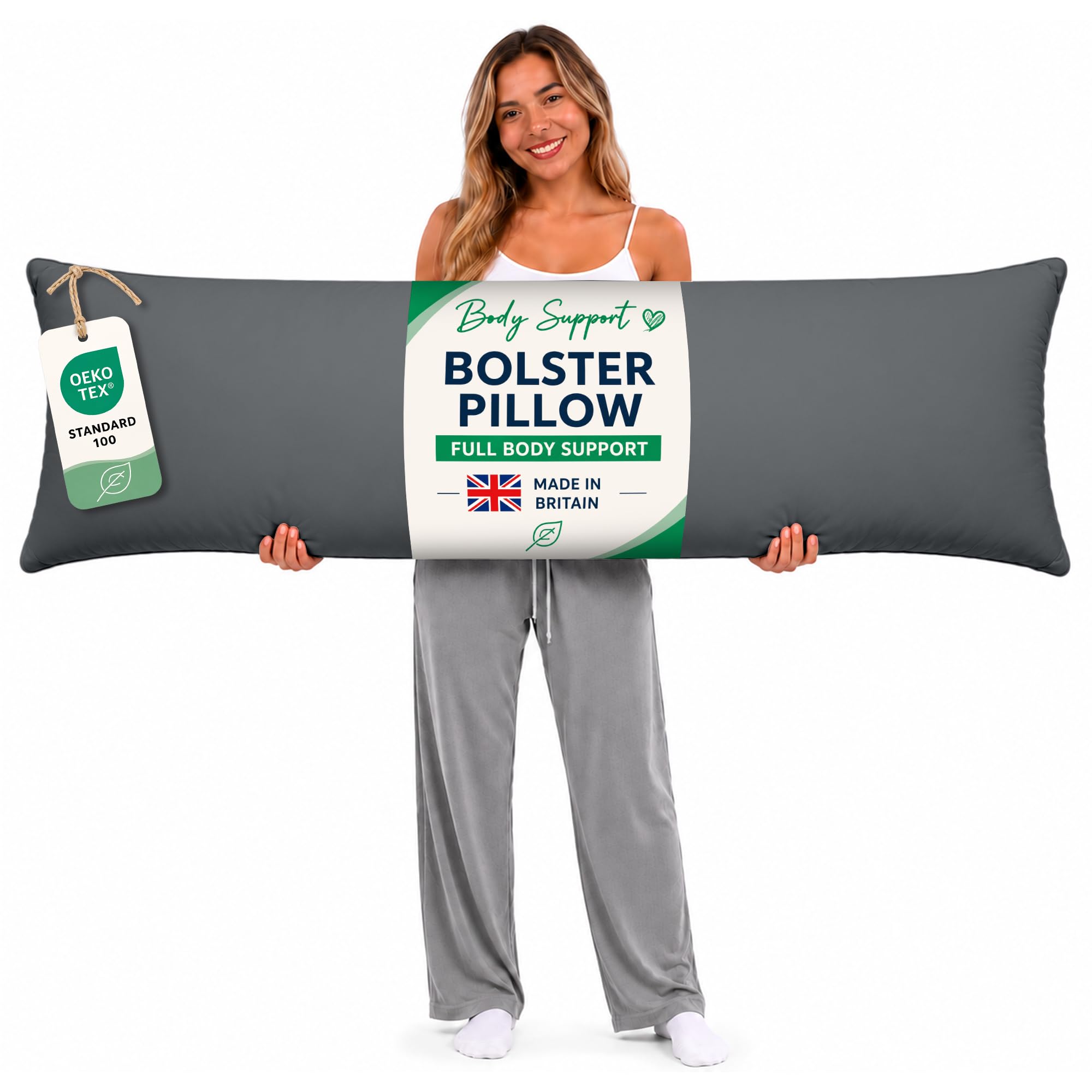 Rohi Grey Full Body Pillow 5Ft King Size Bed - Body Support Bolster Pillow