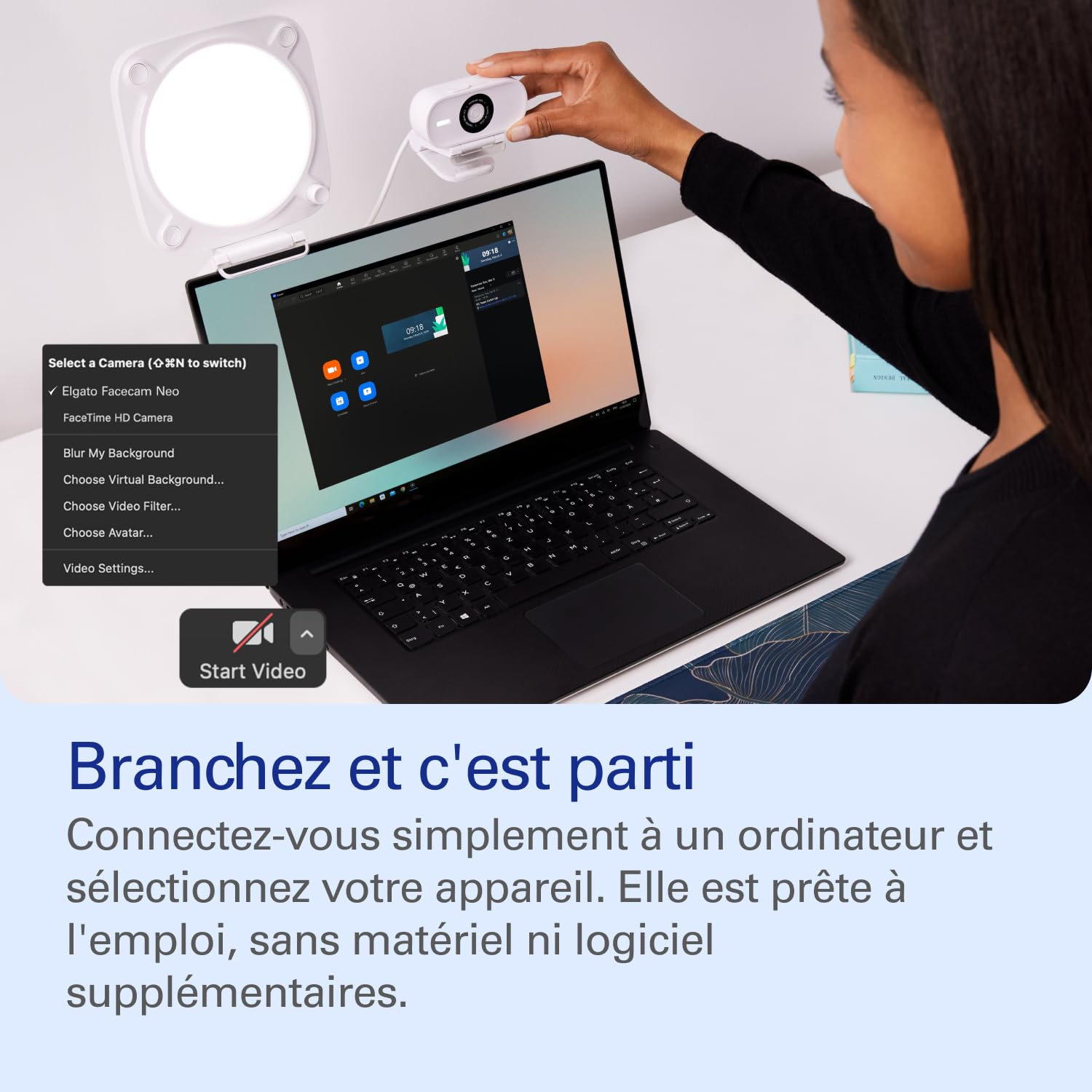 Elgato Neo Video-Lighting Bundle - Webcam Facecam Neo Full HD, Key Light Neo (Commandes intégrées) - Appels vidéo, Enregistrement - Zoom, Teams - Plug et Play sur PC-Mac-Ordinateur Portable-Ipad