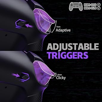 eXtremeRate RISE Plus MAX Back Paddles Kit with Clicky Trigger Stops & Rubberized Grip for PS5 Controller BDM-010 020, Remappable Back Buttons Kit for PS5 Controller - Black - NO Controller