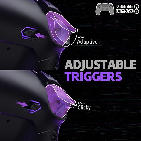 eXtremeRate RISE Plus MAX Back Paddles Kit with Clicky Trigger Stops & Rubberized Grip for PS5 Controller BDM-010 020, Remappable Back Buttons Kit for PS5 Controller - Black - NO Controller