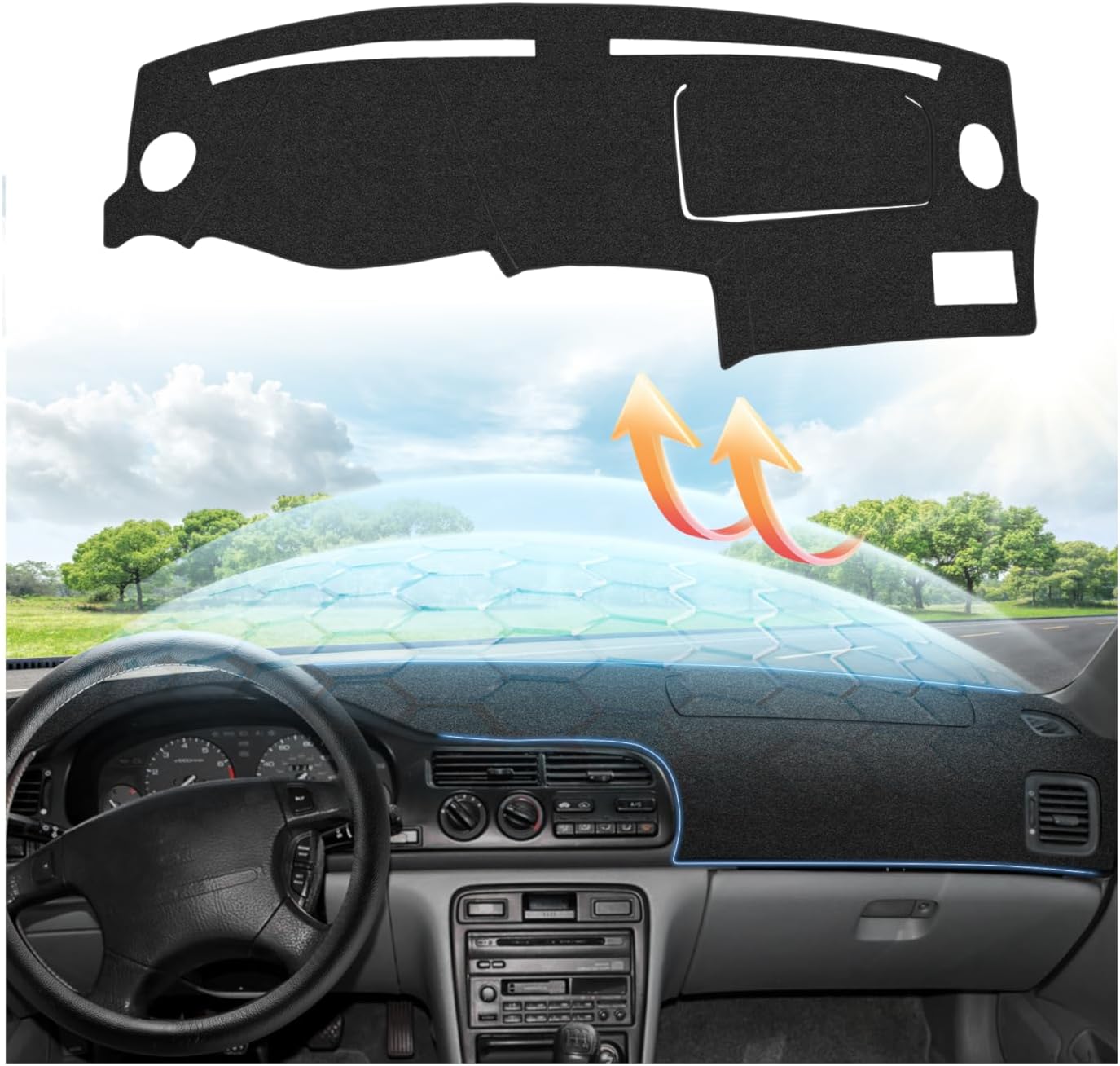 Cartist Dash Cover Compatible with Honda Civic 1996 1997 1998 1999 2000 Dashboard Cover Mat Non-Slip Carpet Sunshield Glare UV Rays Protector