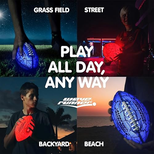 Miniatura 5 de Wave Runner Luz LED que brilla en la oscuridad, fútbol junior impermeable, doble cordón para deportes nocturnos y juegos, pelota impermeable para