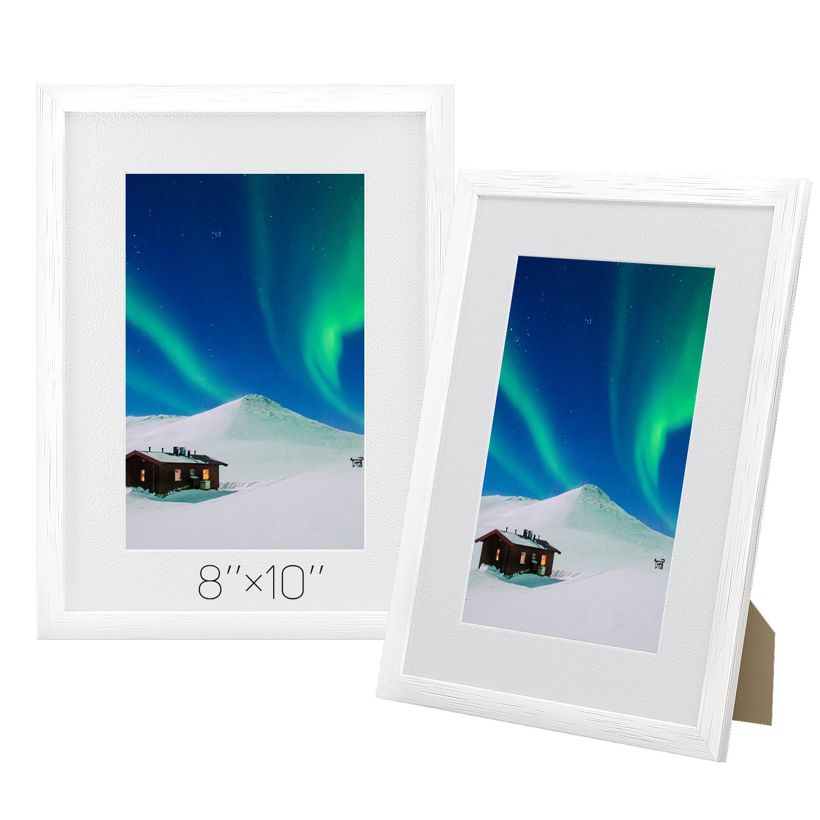 8x10 White Wood Picture Frames 2 Packs - Wall & Tabletop Display for Photos Posters Certificates - Horizontal and Vertical Display - Versatile & Shatterproof - Perfect for Office,Gallery,Home,Store
