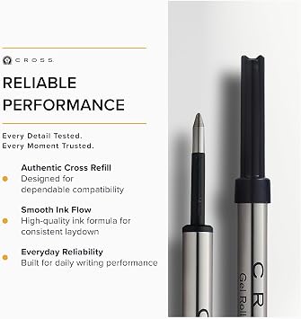 Cross Selectip Gel Rollerball Pen Refill, Black, Medium Point | Luxury Pen Refill for Consistent Ink Flow, Quick-Drying and Smudge-Free, Bold Gel Ink, Smooth Laydown, Writes .7 Miles