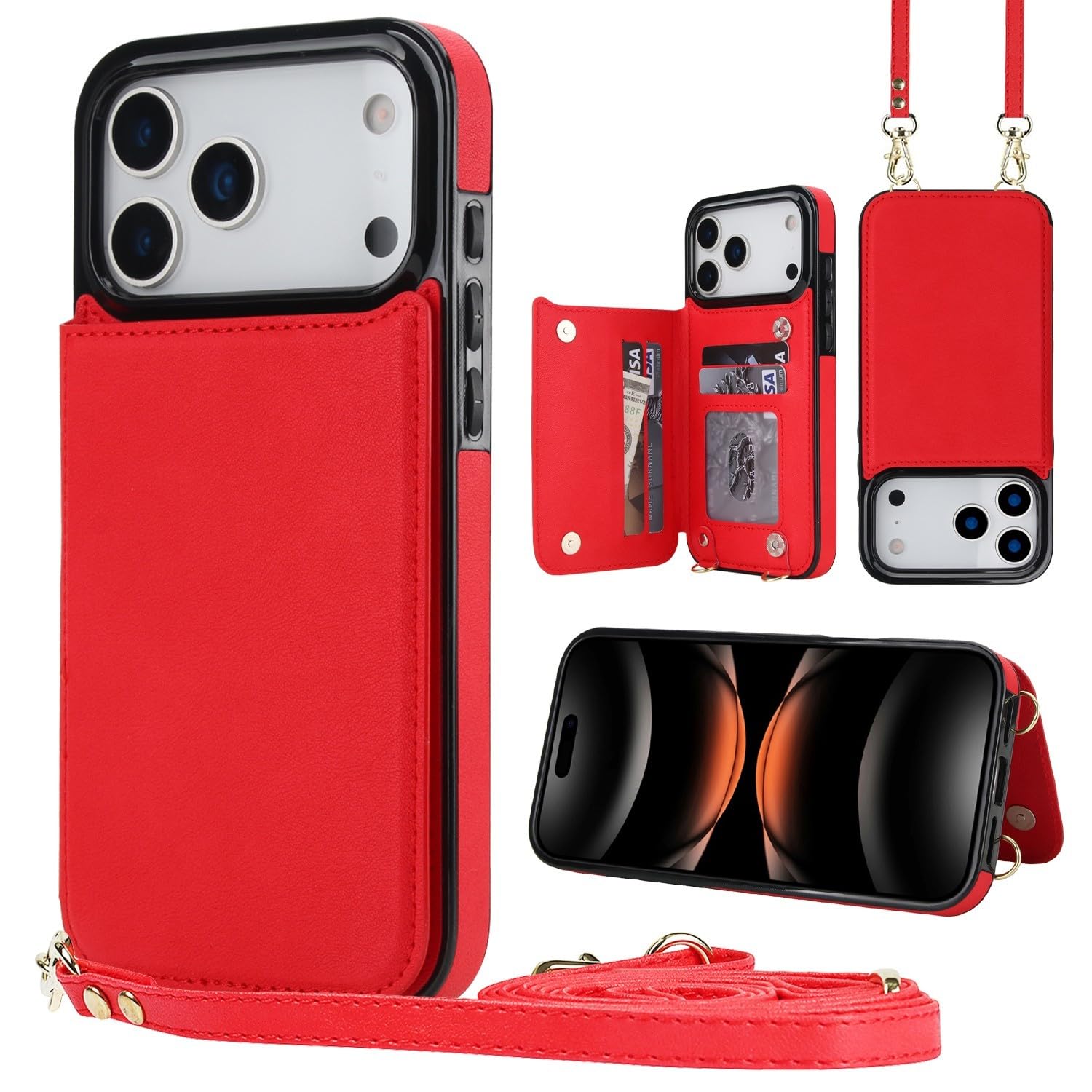 Étui cuir iPhone 17 rouge clapet premium chic et durable - 8