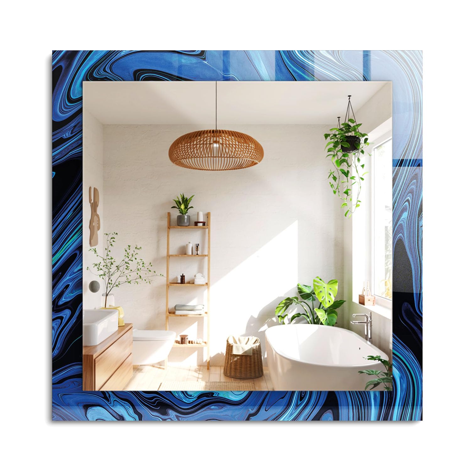 Miroir rectangulaire déco murale moderne pour sublimer votre salon contemporain 60x60cm