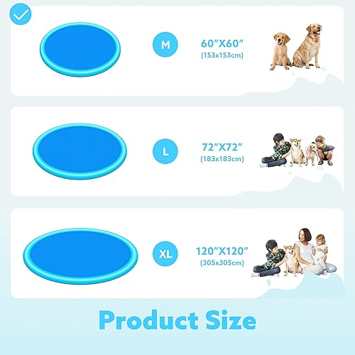 Miniatura 8 de SLOOSH Tapete antideslizante de 60 pulgadas para salpicaduras, juguetes de agua para exteriores, tapete de juego para niños y perros, regadera Azul