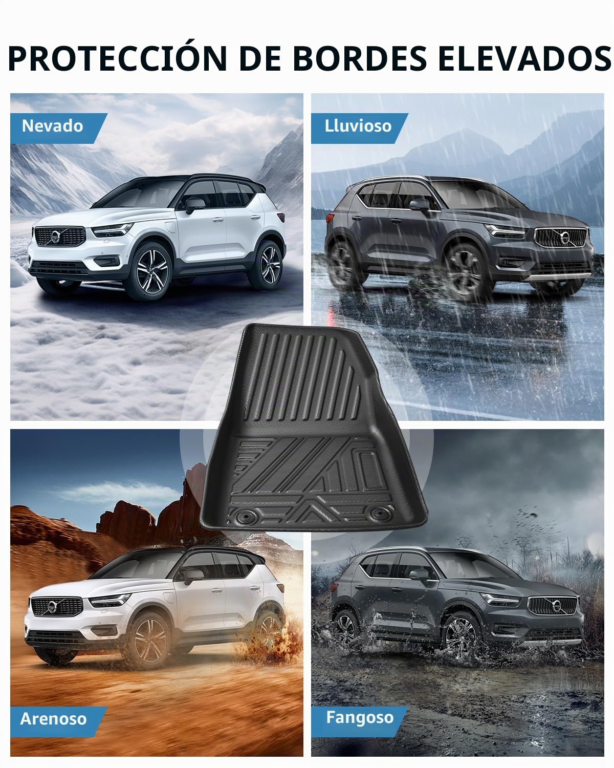 (3Pcs) TPE Alfombrilla Volvo XC40 Transmisión Automática 2018-2026 | Alfombras Originales, Tapetes con Bordes Elevados, Accesorios Antideslizantes e Impermeables, NO para la Versión HEV e EV
