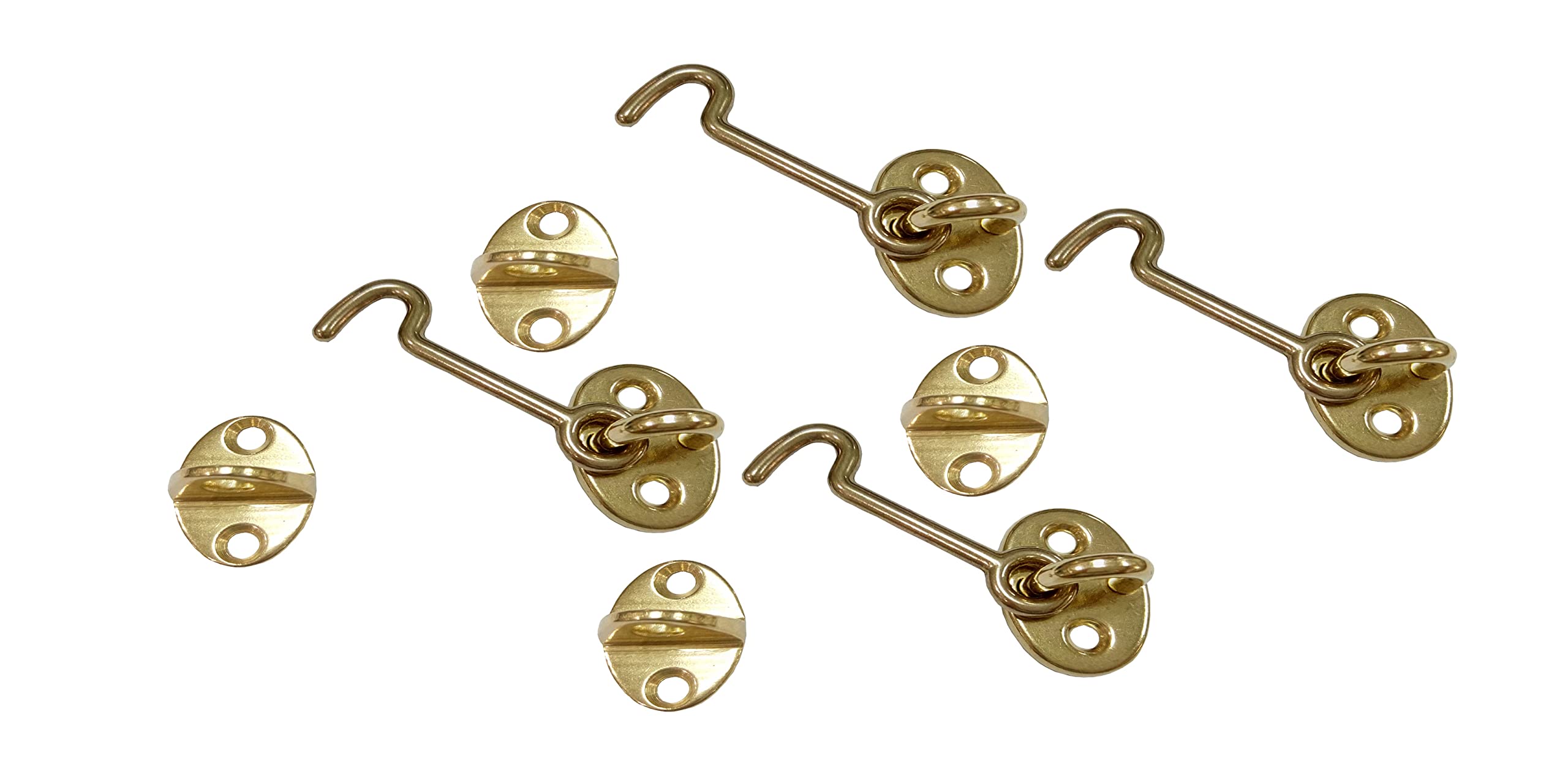 QCAA Lot de 4 loquets et œillets en laiton forgé, 7,6 cm, laiton vibré