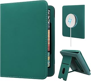 7" Kindle Paperwhite 12th Generation 2024 Stand Case with Hand Strap - Compatible with iPhone MagSafe, for Samsung/Belkin/Anker Wireless Charging Pads, Auto Sleep/Wake, Jade