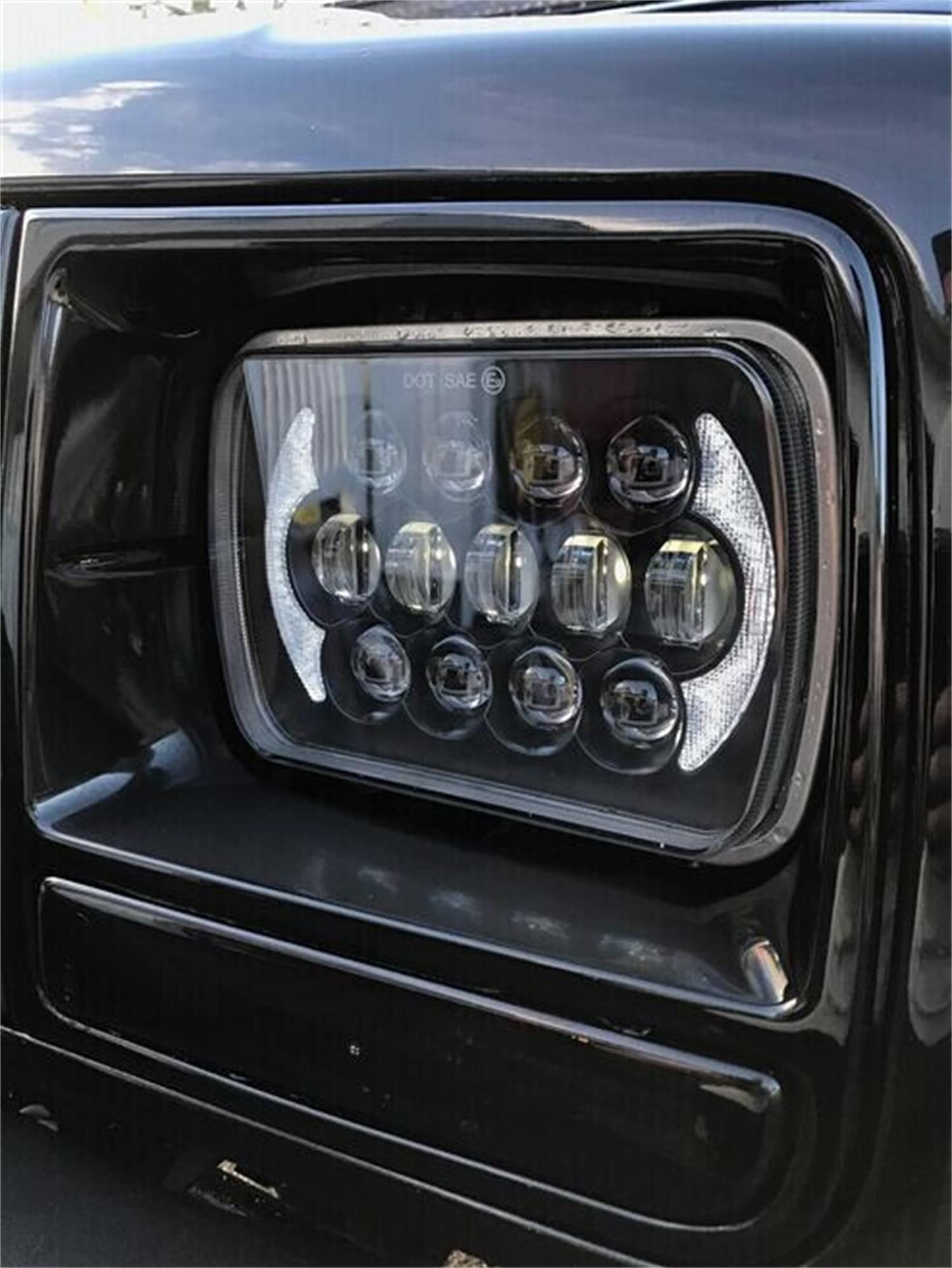 SXMA Faro da lavoro a LED, 12,7 x 17,8 cm, 15 x 18 cm, con luci LED Cree con DRL, ricambio per auto (1 coppia)