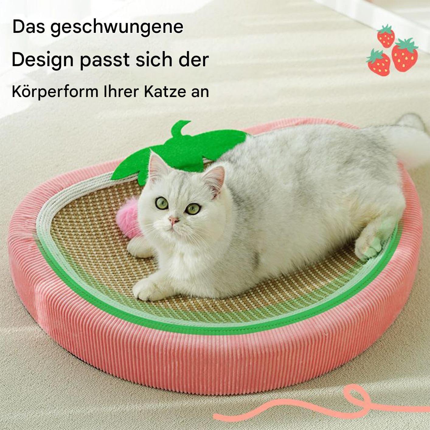 Cama rascador para gatos, accesorio para mascotas, , cojín para dormir, protector de muebles | Sisal Rascador Fresa para Gato para Sofá Interior Sofá Alfombra de Pared Piso Silla Puerta Set Perro Apartamento Dormitorio
