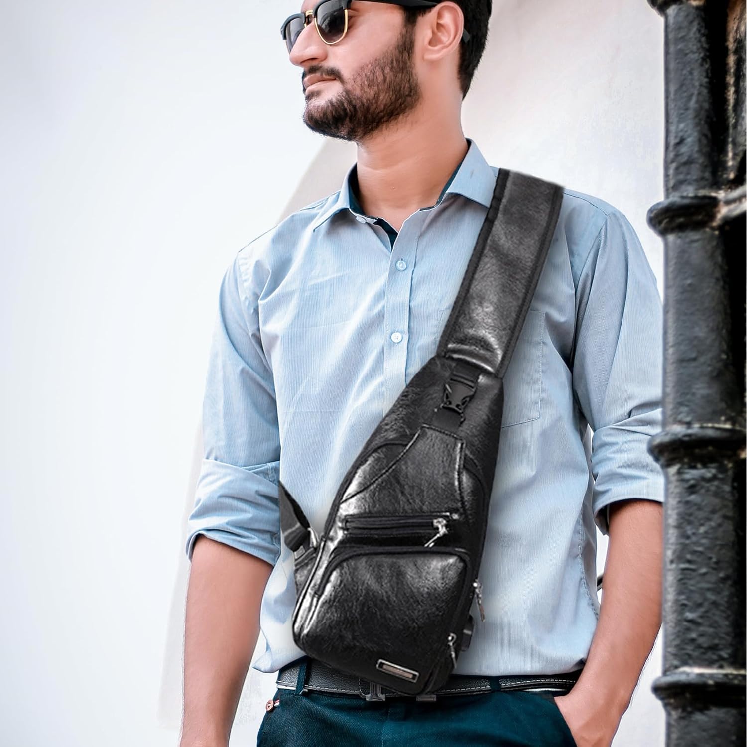 Seoky Rop Men's Sling Bag Small Chest Crossbody Shoulder Bag with USB Charging Port - Image 6