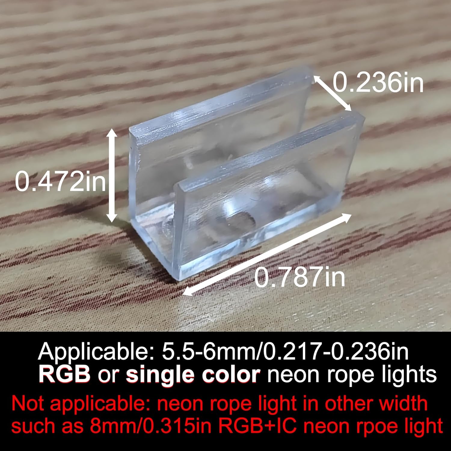 Neon Rope Light Mounting Brackets, Clear Fixing Clips with Screws and Nail-Free Glue, for 6x12mm Silicone LED Flex Strip Lighting, Neon Signs DIY(20Clips, 20Screws)