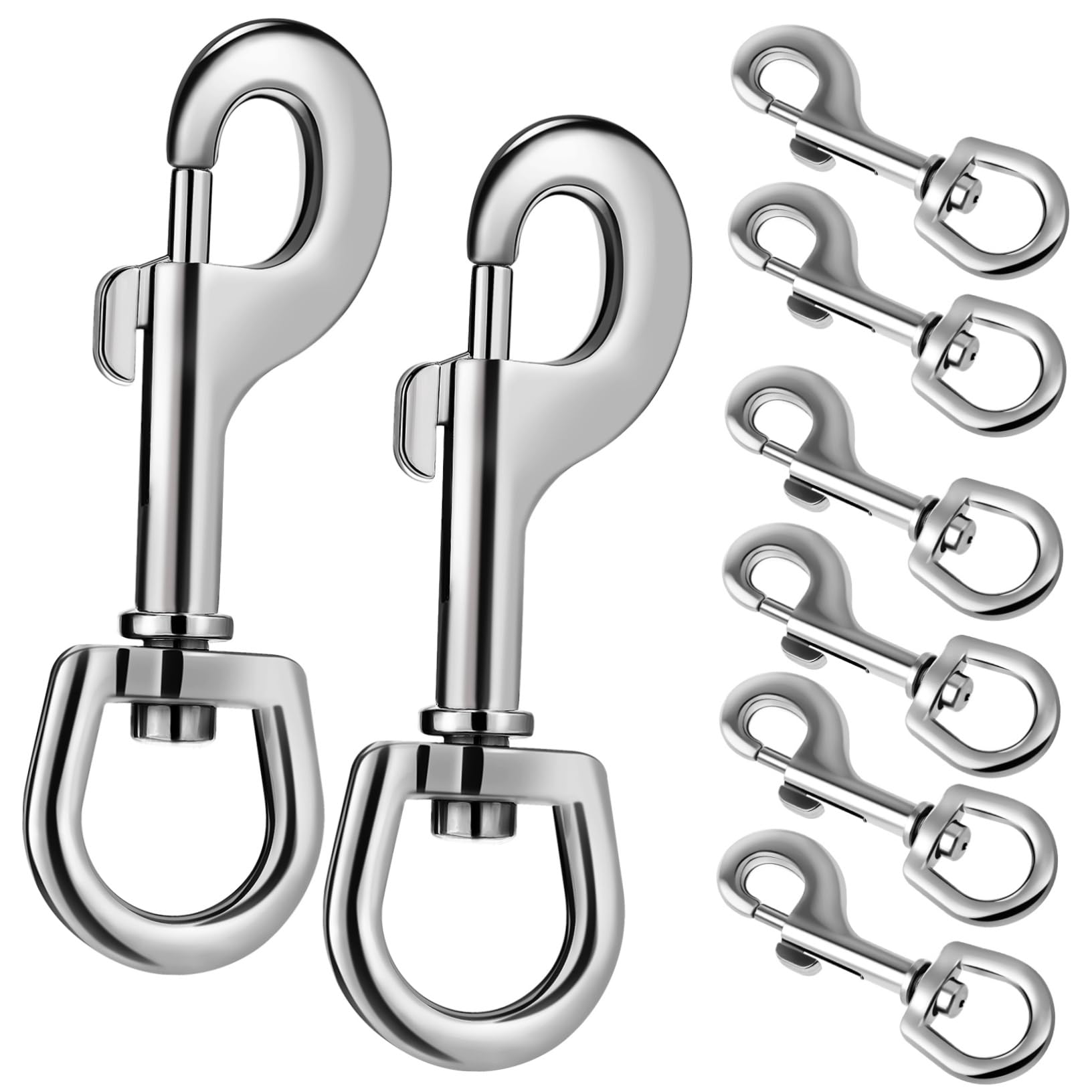 PRETYZOOM 8pcs Dog Leash Head Pet Leash Hooks Bolt Snap for Keychain Snap Hooks for Dog Leash Dog Leash Hooks Swivel Snap Hooks Swivel Snap Clips Chain Clips Stainless Steel Silver