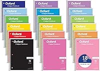 Oxford Spiral Notebooks 18-Pack Bulk, College Ruled 1-Subject, 70 Sheets, 8x10.5 Assorted Colors, School Supplies (65206)