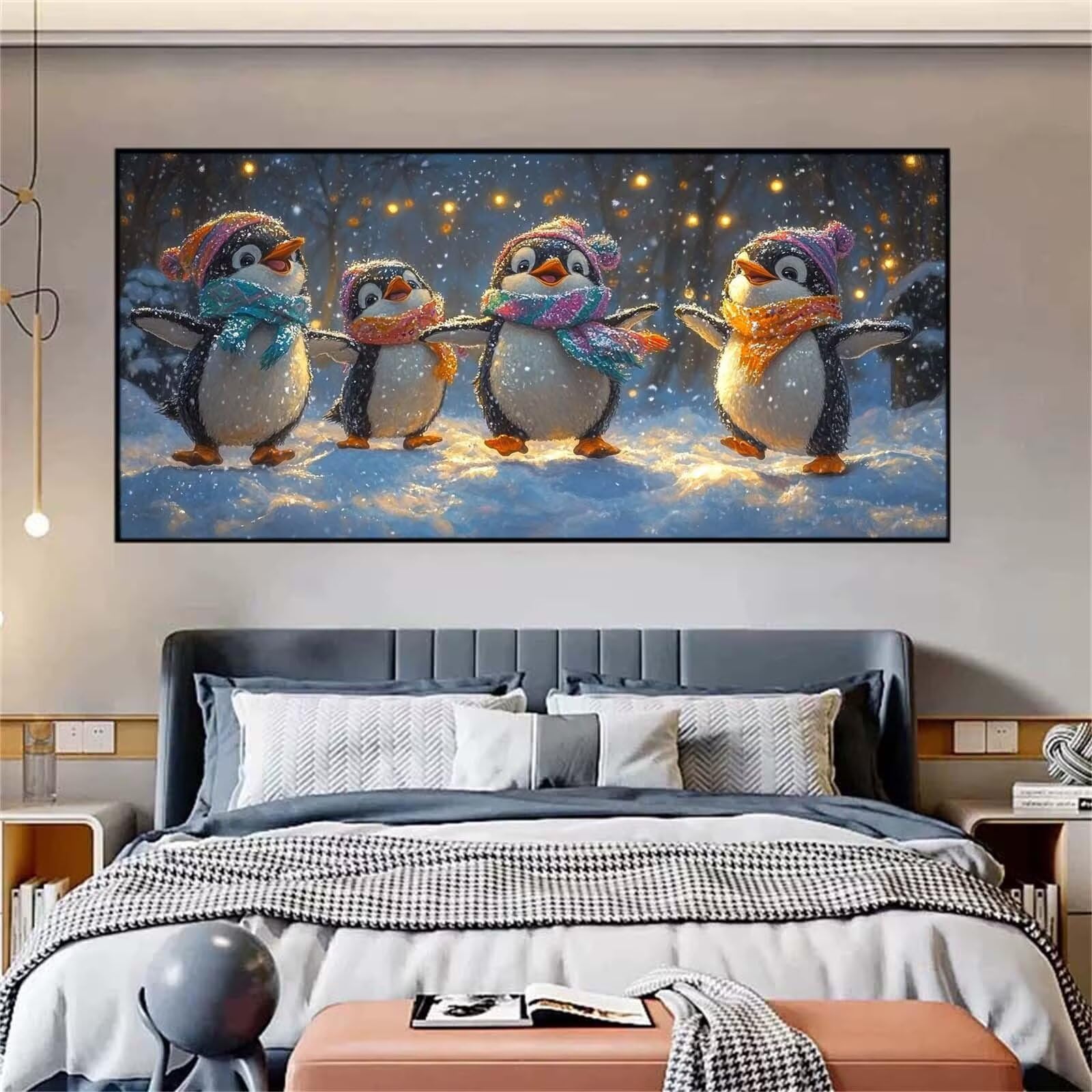 Malarstwo diamentowe 5D, zimowy pingwin, dla dorosłych, 70 x 140 cm, 2026, kwadratowe, pełne wiertło, mozaika, zestaw do majsterkowania, prezent dla dziewczynki w wieku 9-10 lat, dekoracyjny prezent