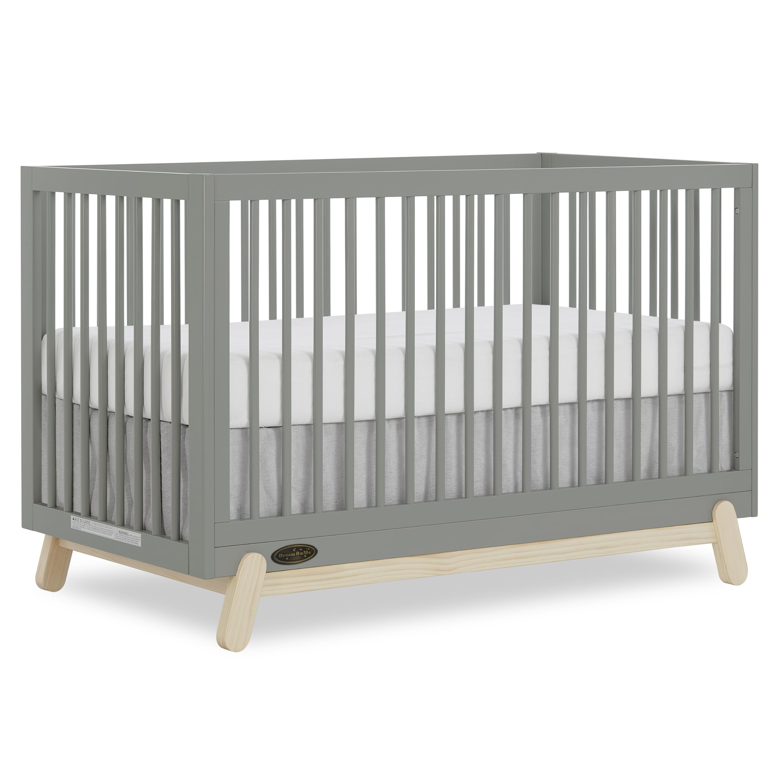 Dream On Me Hygge 5-in-1 Convertible Full-Size Baby Crib in Sea Grass & Vintage Oak, GreenGuard Gold & JPMA, Converts to Toddler, Day & Full-Size Bed,