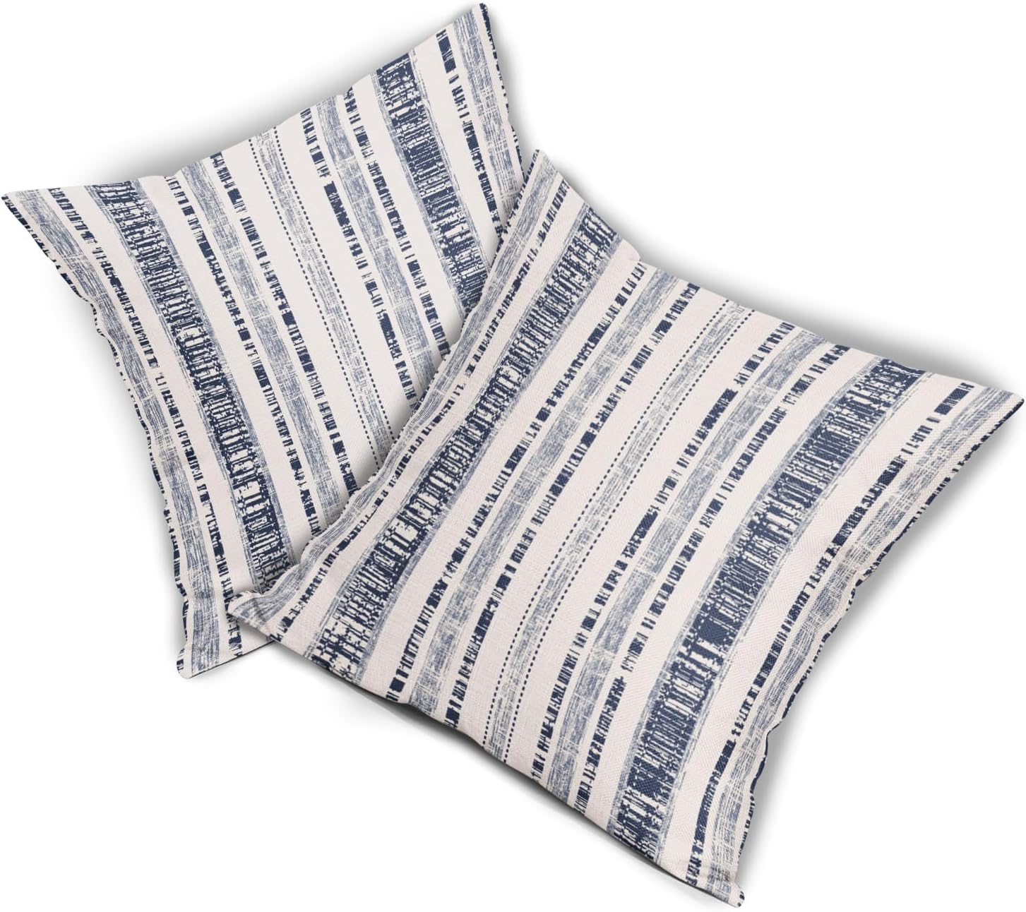 Blue Striped Pillow Covers 18x18 Set of 2 Beige Cream Stripe Print Decorative Outdoor Pillowcases Rustic Boho Farmhouse Throw Cushion Case Couch Sofa Bed Decor - Image 8