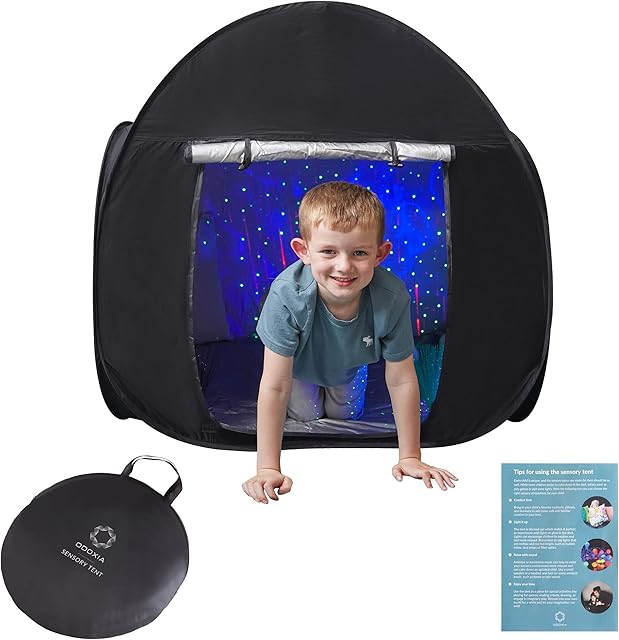 Sensory Tent | Calm Down Tent For Children To Play And Relax | Sensory Corner | Helps With Autism, SPD, Anxiety & Improve Focus | Black Out Sensory Tents For Autistic Children | Small