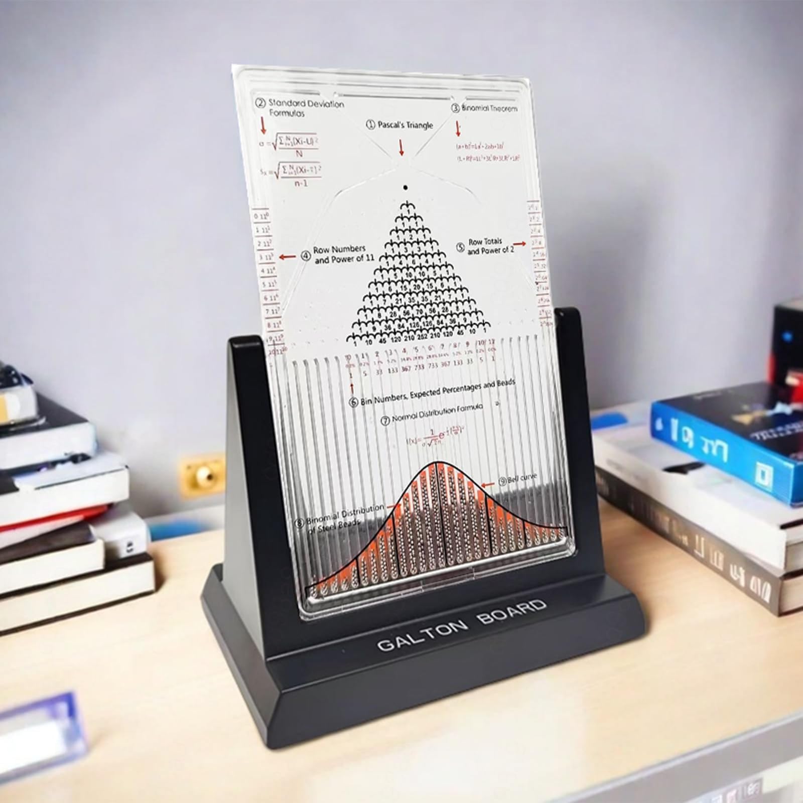Galton Board Demostración, modelo de distribución normal para estadística, herramienta de probabilidad de curva de campana para enseñanza de física, ayuda de experimentos de laboratorio