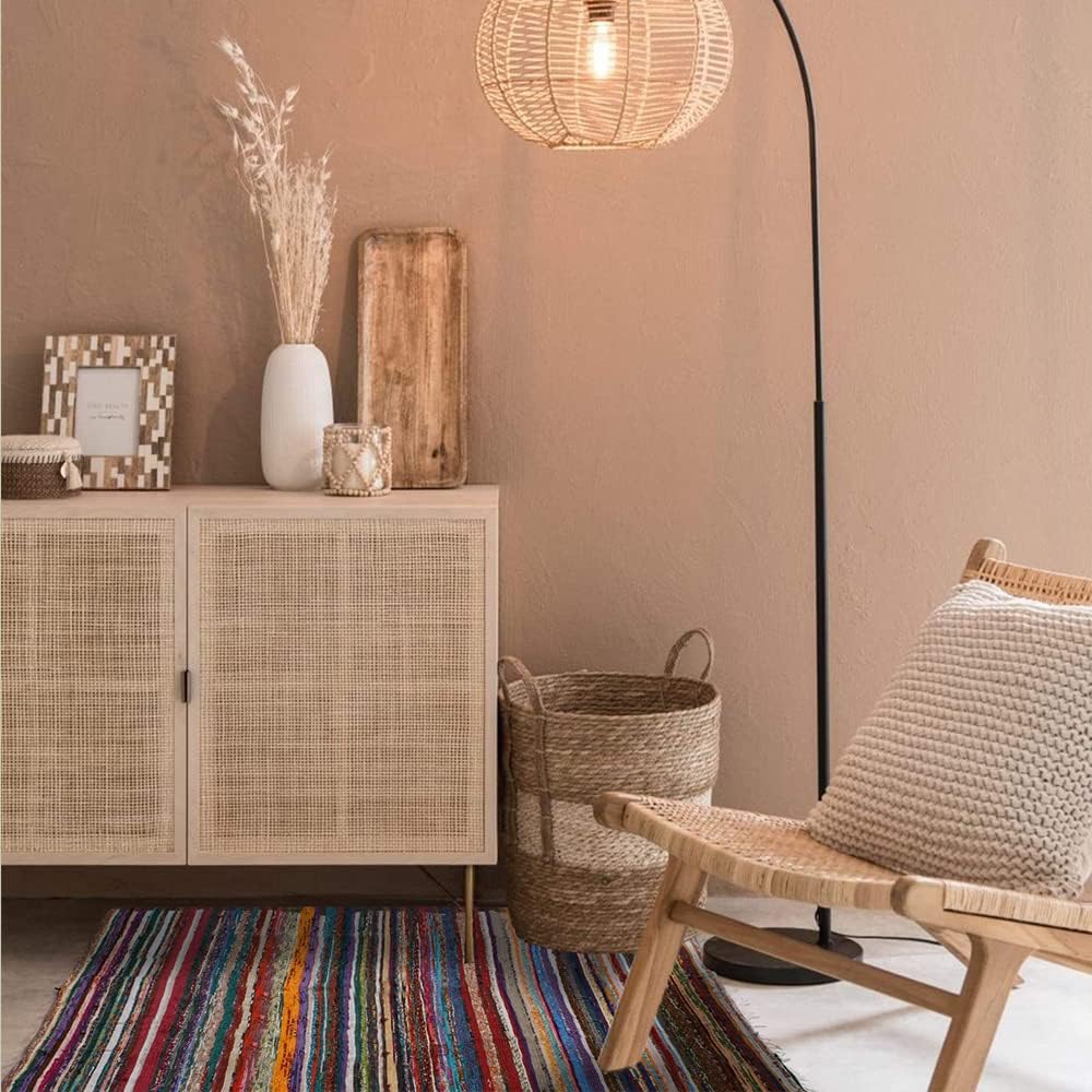 Chindi Cotton Rag Rugs 100% Eco-Friendly, 2-in-1 Reversible Multipurpose, Multicolor Hand-Woven Traditional Rugs (5ft X 3ft) for Living Room & Kitchen - White - Image 5