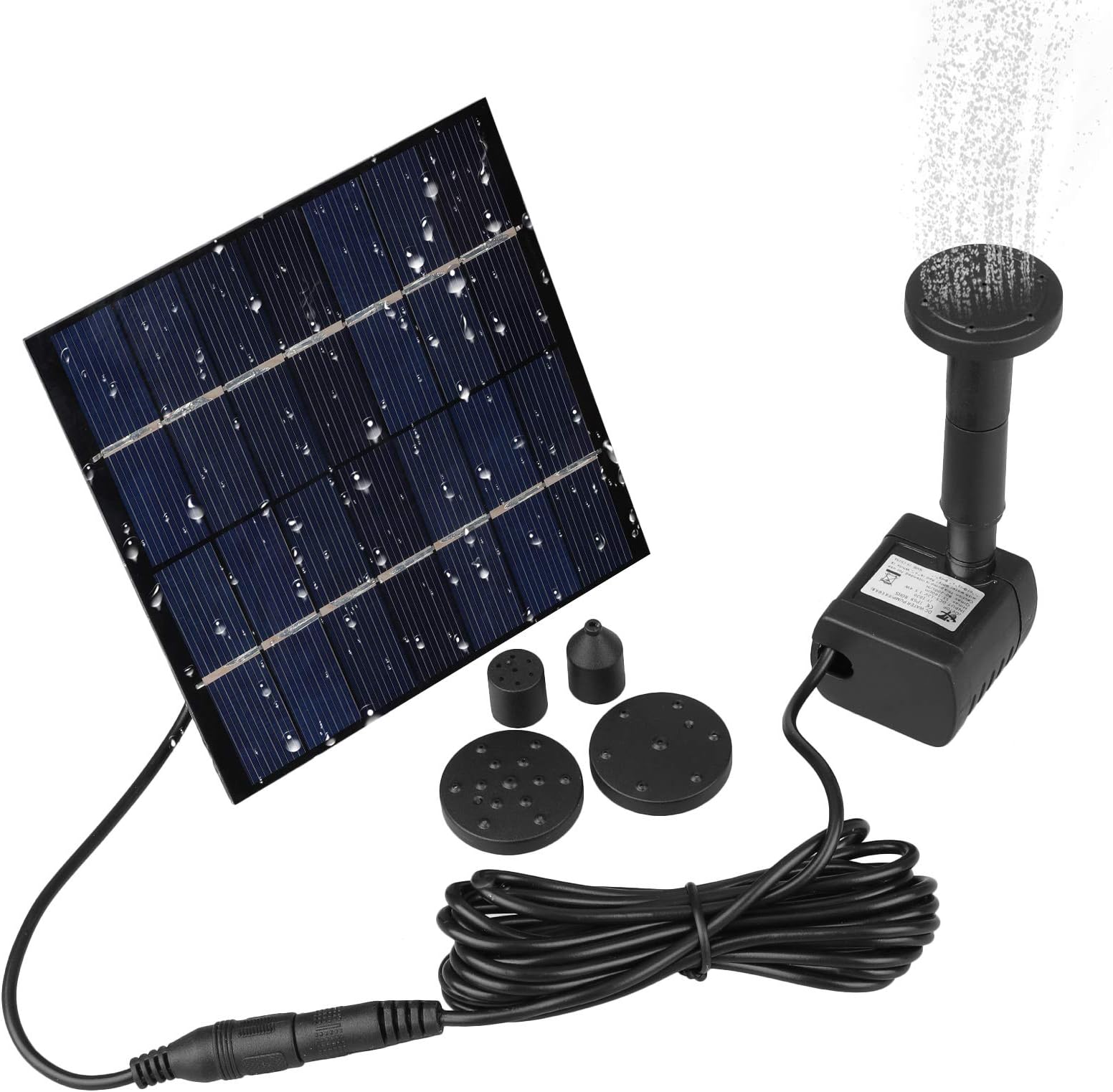 SUNJOYCO Solar Water Pump, Solar Powered Fountain Pump for Bird Bath 1.2W Solar Panel Kit Outdoor Solar Water Fountain with 4 Sprinkler Heads for Small Pond, Pool, Fish Tank, Patio Garden and Lawn