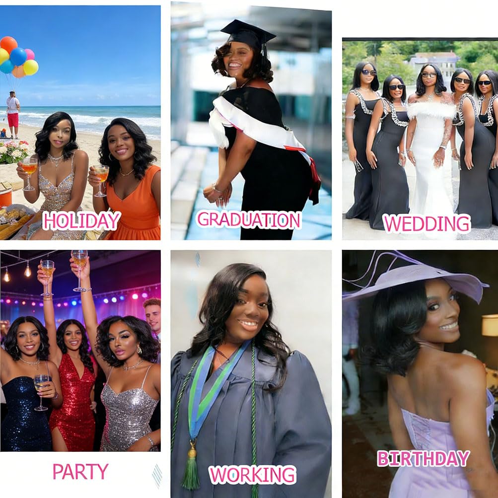 TimeBe Bob Wig Human Hair 13x6 HD Lace Front Wigs Human Hair 200 Density Body Wave Lace Frontal Wigs Glueless Wigs Human Hair Pre Plucked Short Bob Wigs for Women 14 Inch Water Body Wavy Bob Wig