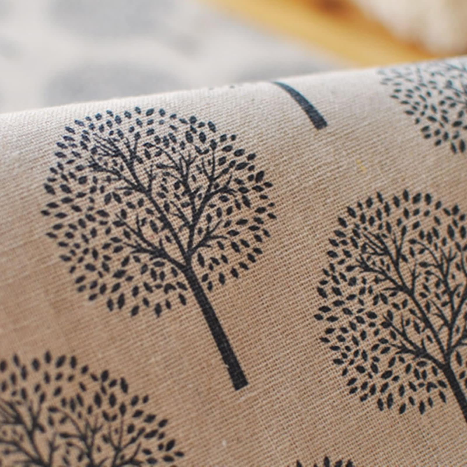 Tischläufer Modern Baumwollleinen, Tischläufer Landhausstil 30x200 cm, Baummuster mit Quasten