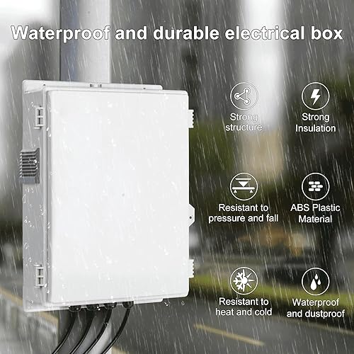 Miniatura 4 de Caja de conexiones eléctricas para exteriores con toma de alta potencia, carcasa resistente al agua ABS con panel de montaje interno y cubierta con
