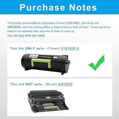 Miniatura 3 de LCL Cartucho de tóner remanufacturado de repuesto para Lexmark 51B1000 MS317 MS317DN MS417 MS417DN MS517 MS517DN MS617 MS617DN MX317 MX317DN MX417