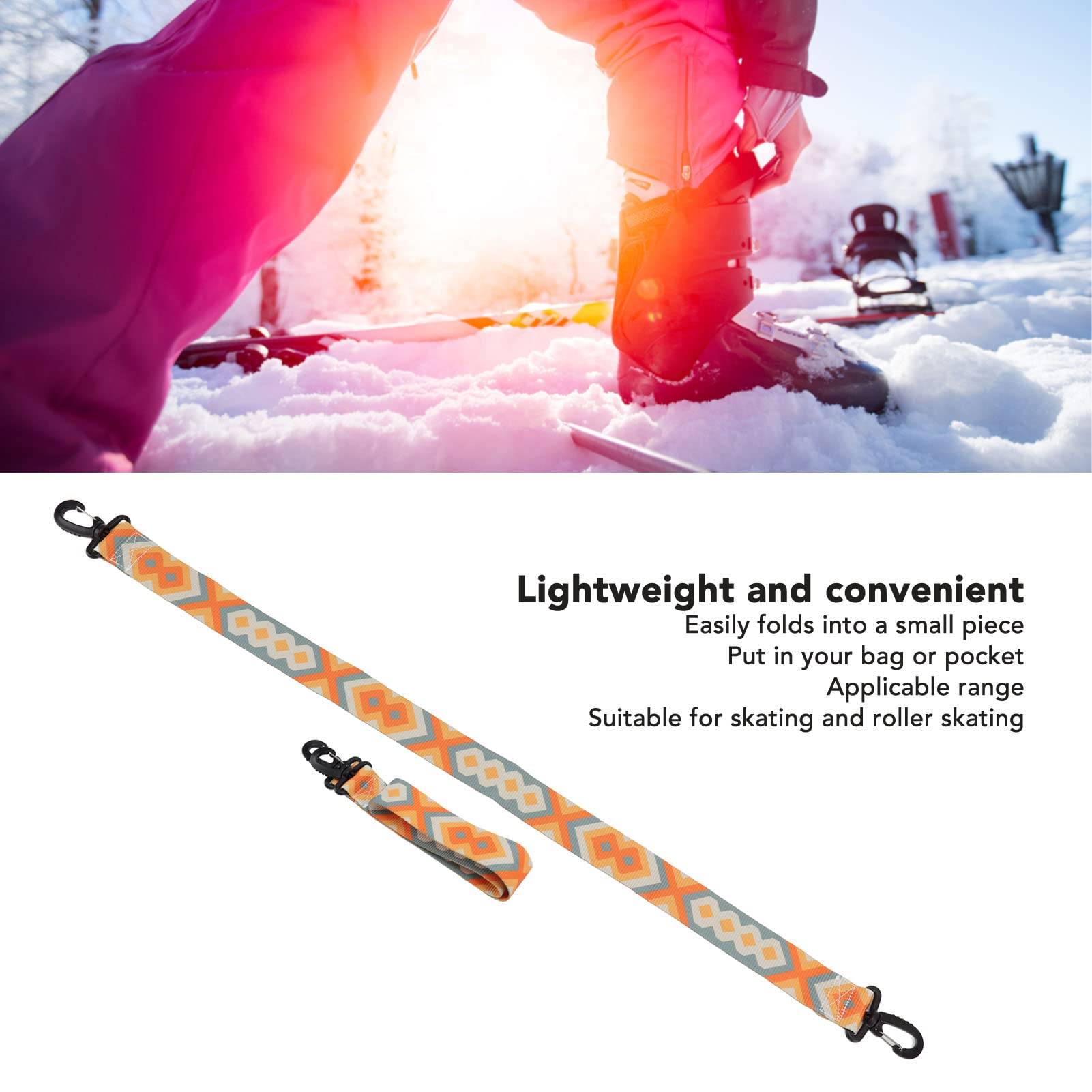 FLEXMAN 4Pcs Ski Boot Carrier Strap, Universal Thickening Snowboard Boot Carrier Sling, 73cm Length Portable Ski Boots Shoulder Strap for Skating and Rollerblading