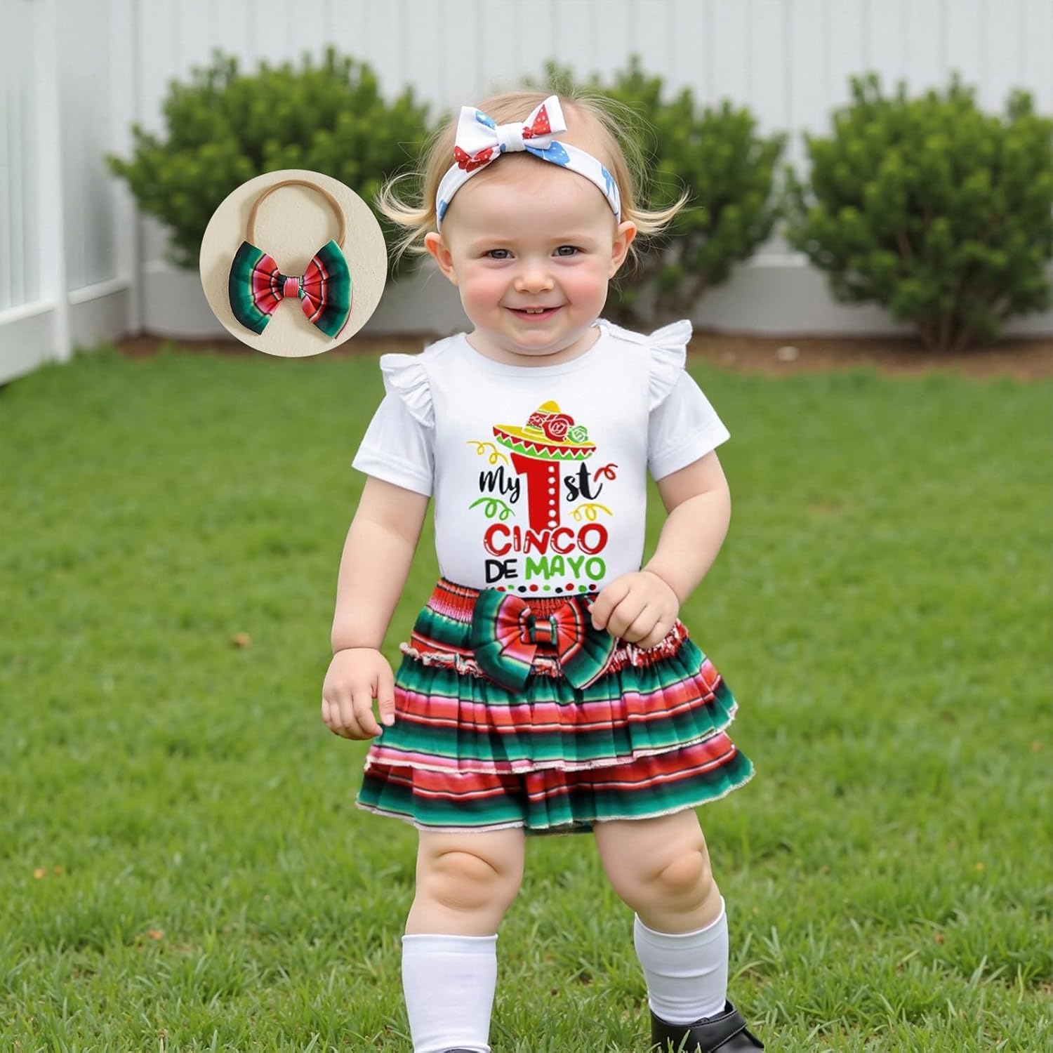 BeQeuewll Newborn Baby Girl Easter Outfit Bunny Clothes Romper+Bloomers Tutu Skirt+Socks+Headband Set First Easter Outfit - Image 3