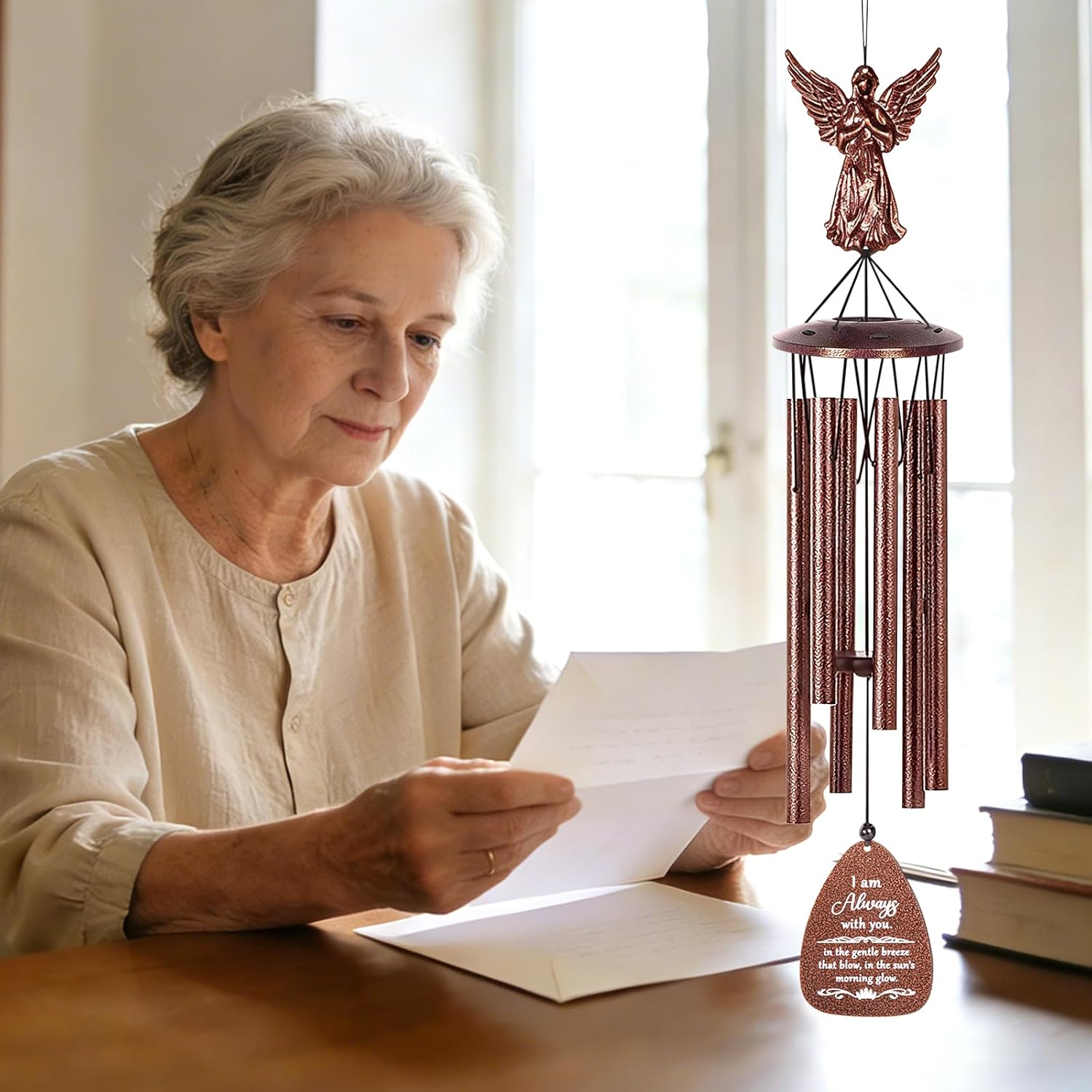 Memorial Wind Chimes for Loss of Loved One, Bereavement Gifts, Sympathy Wind Chime Deep Tone, Personalized Funeral Remembrance Condolence Gift Idea, Outdoors Garden Decor in Memory of Mother Father