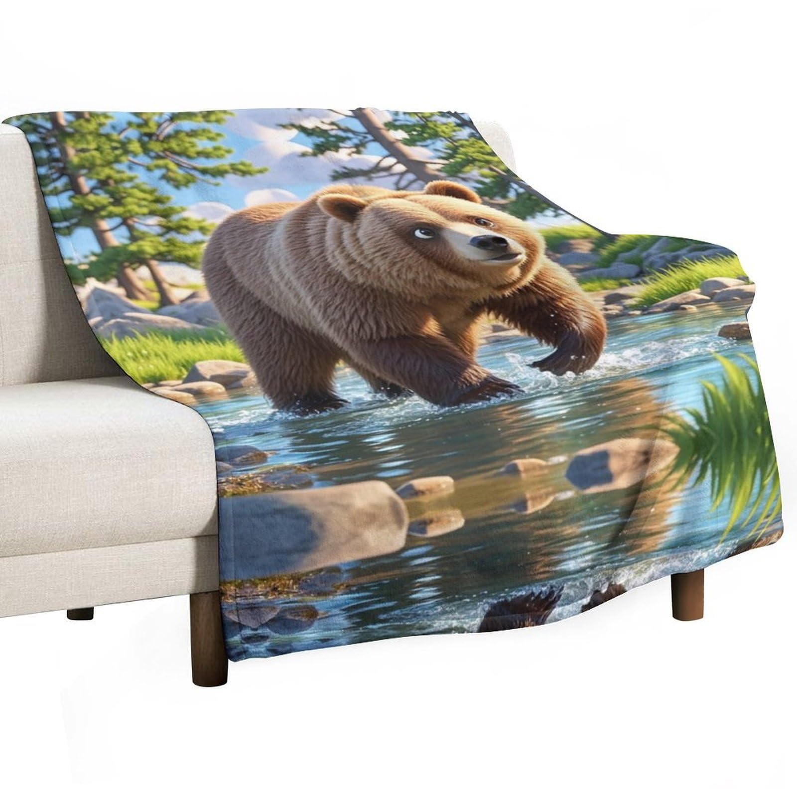Couverture chaude deco ours contre le froid jeté de flanelle pour lit et canape